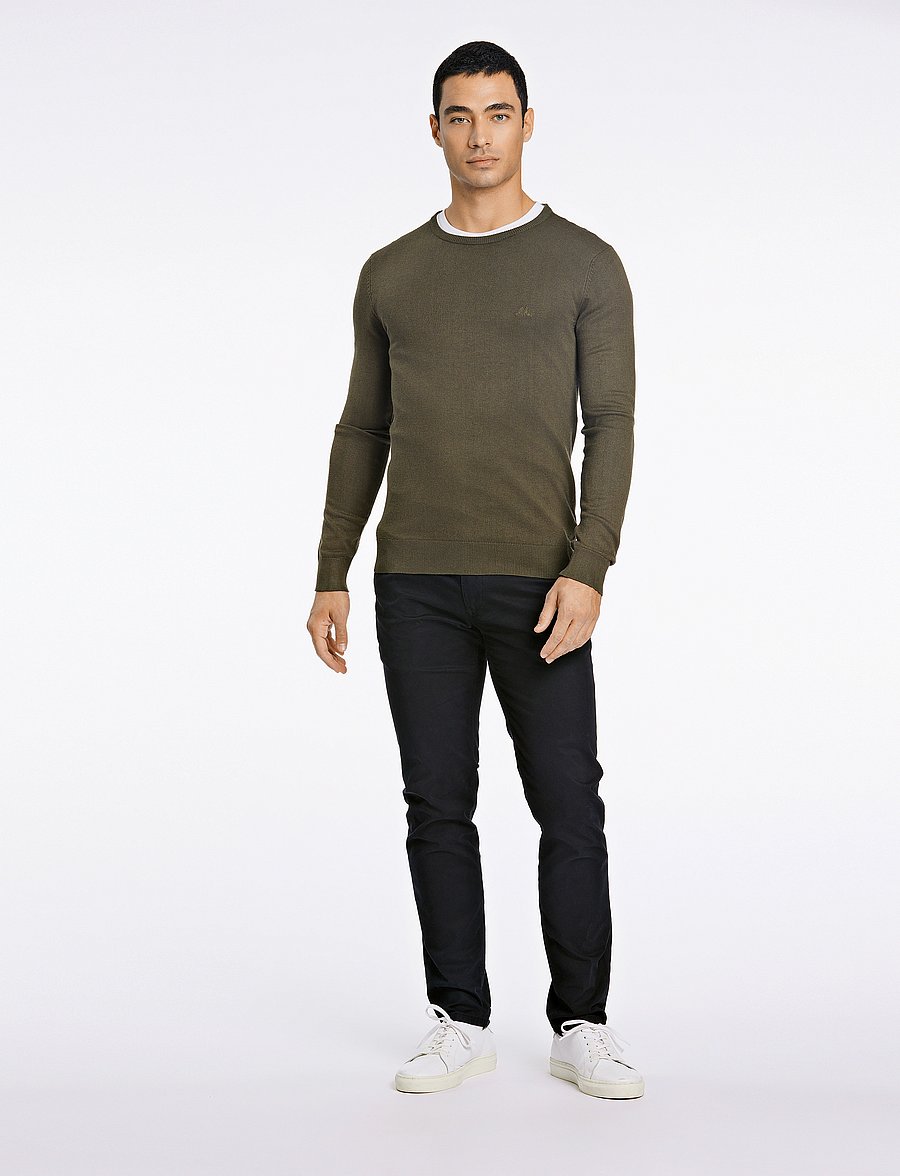 Lindbergh - Ecovero L/S o-neck knit - rundhals - army mel - 0