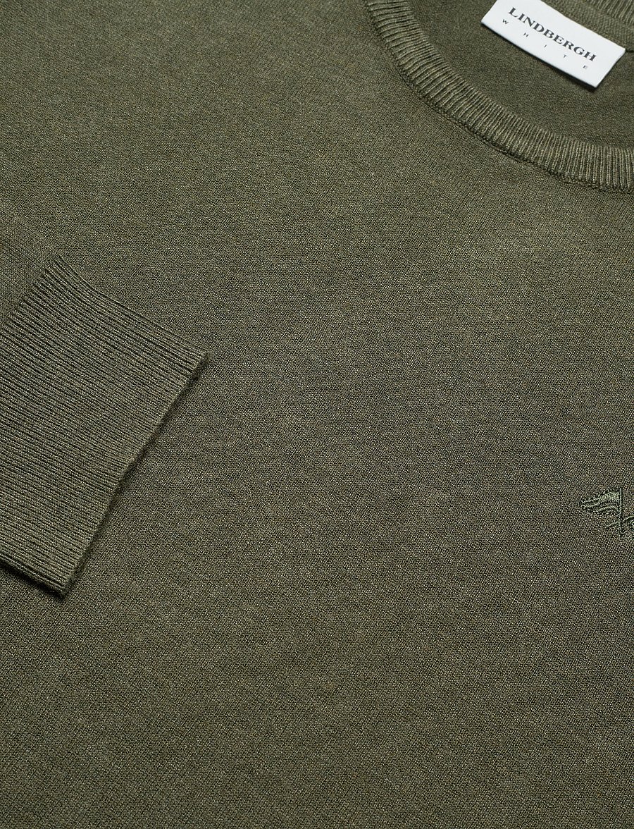 Lindbergh - Ecovero L/S o-neck knit - rundhals - army mel - 3