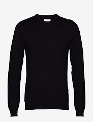 Melange round neck knit - BLACK