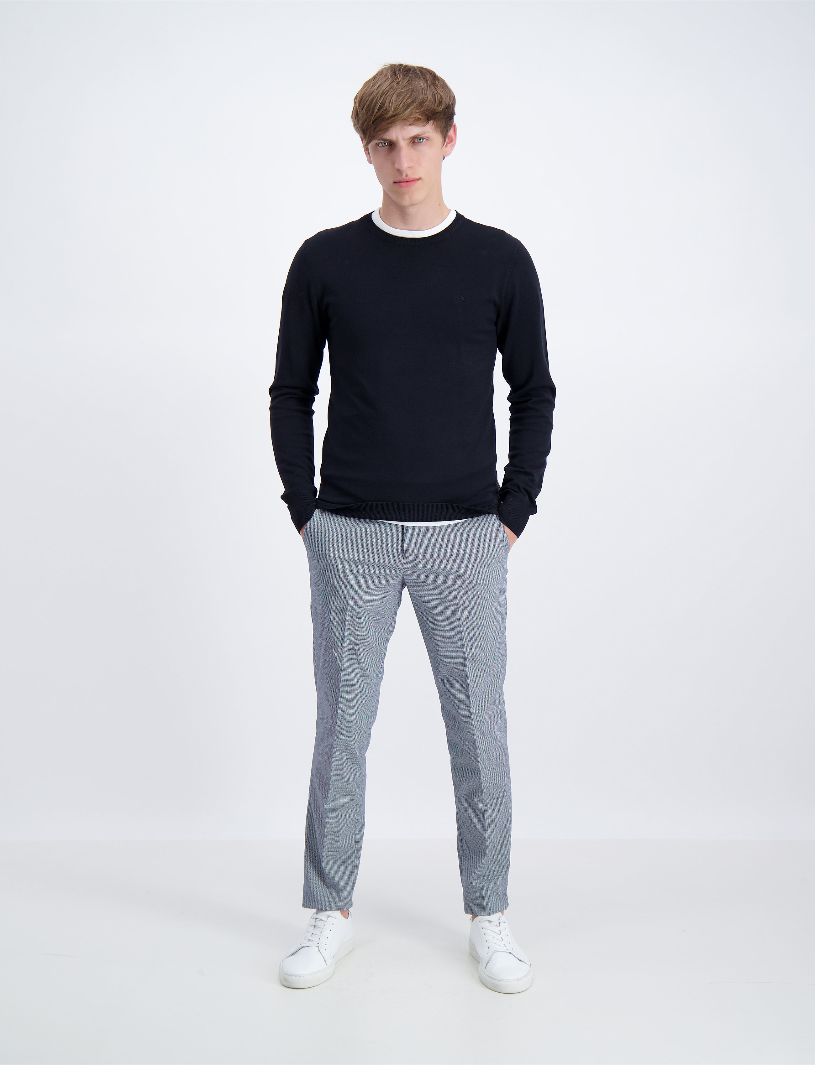 Lindbergh - Ecovero L/S o-neck knit - round necks - black - 0