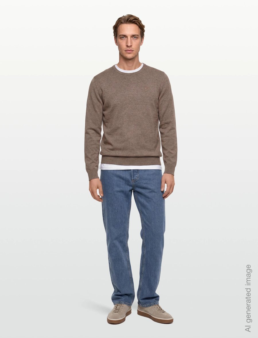 Lindbergh - Ecovero L/S o-neck knit - round necks - brown blend - 0