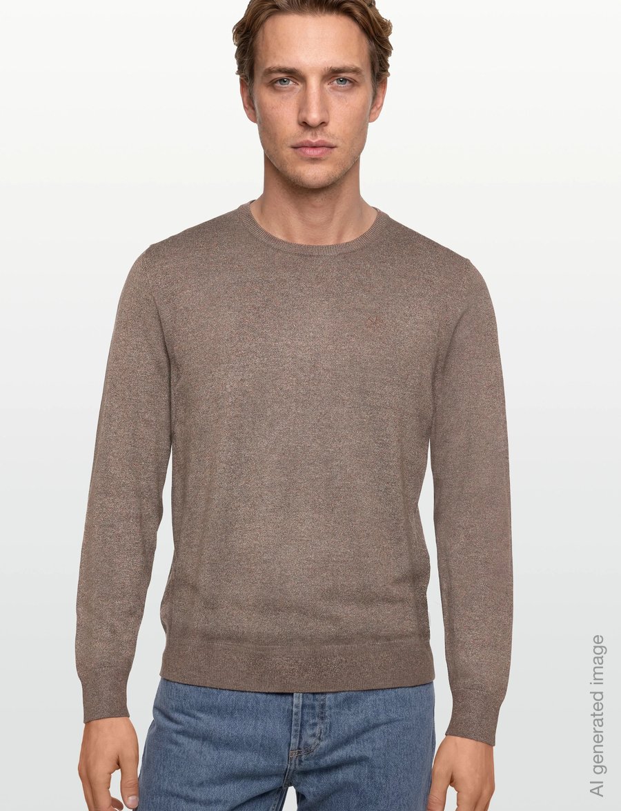 Lindbergh - Ecovero L/S o-neck knit - round necks - brown blend - 3