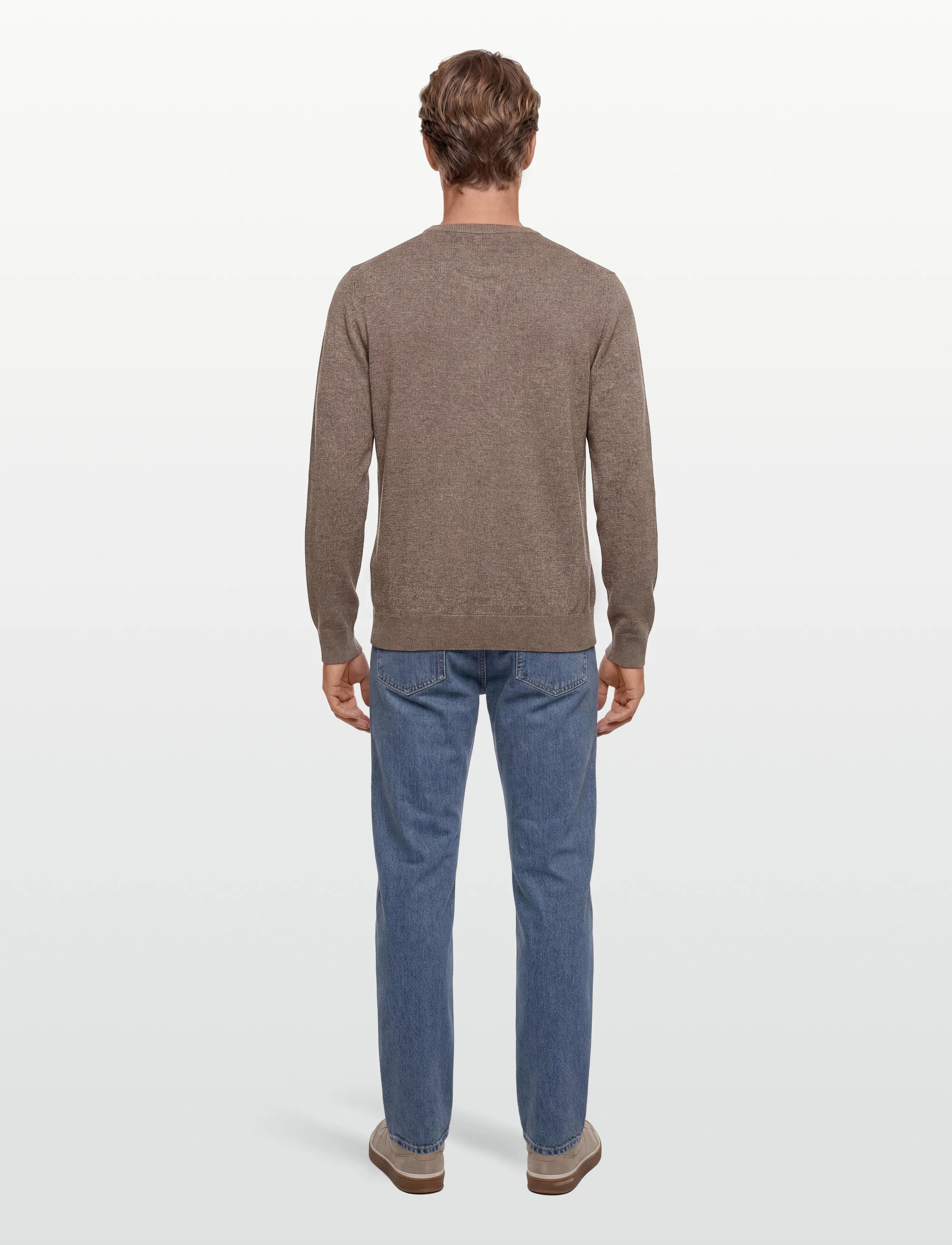 Lindbergh - Ecovero L/S o-neck knit - basic knitwear - brown blend - 4
