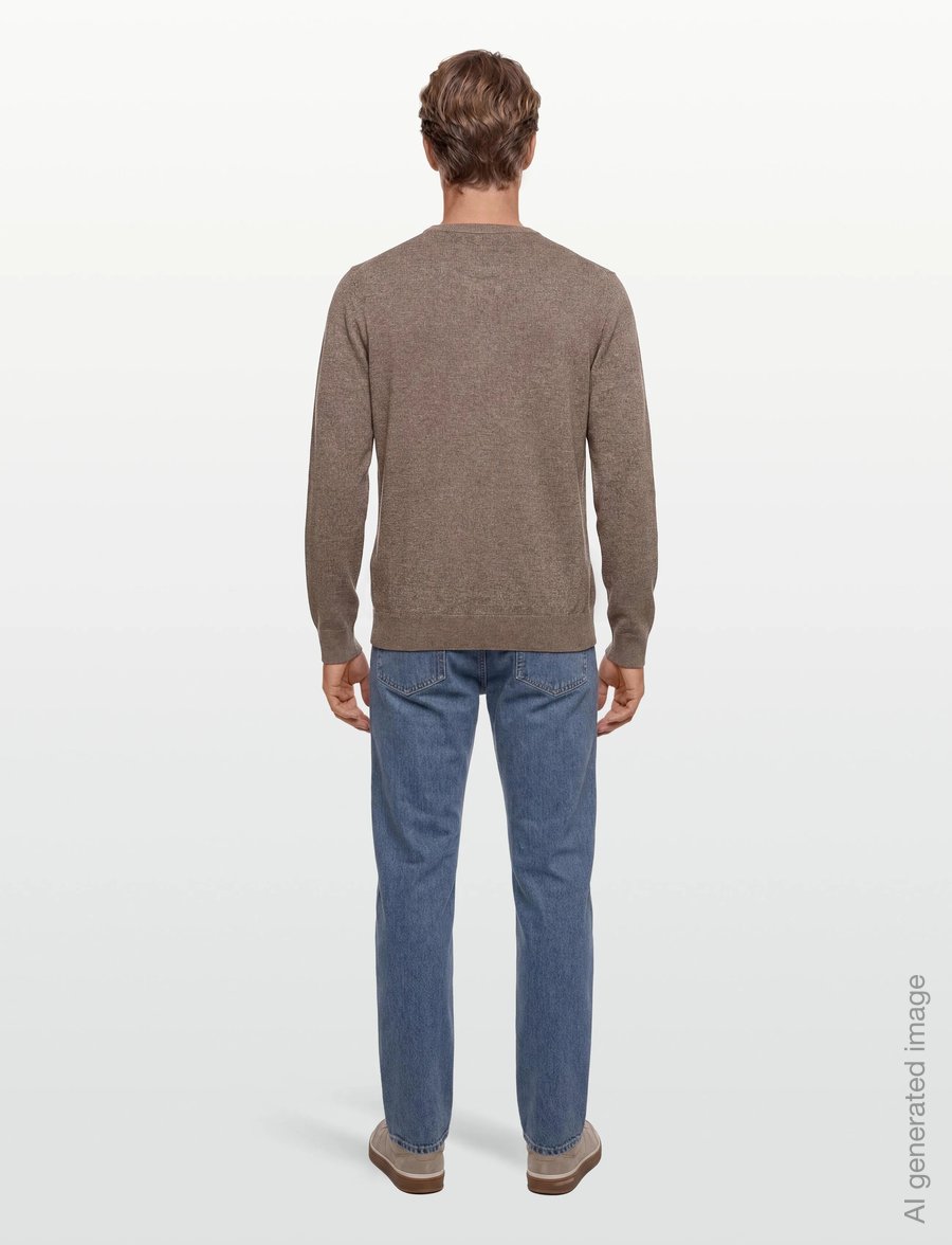 Lindbergh - Ecovero L/S o-neck knit - round necks - brown blend - 4