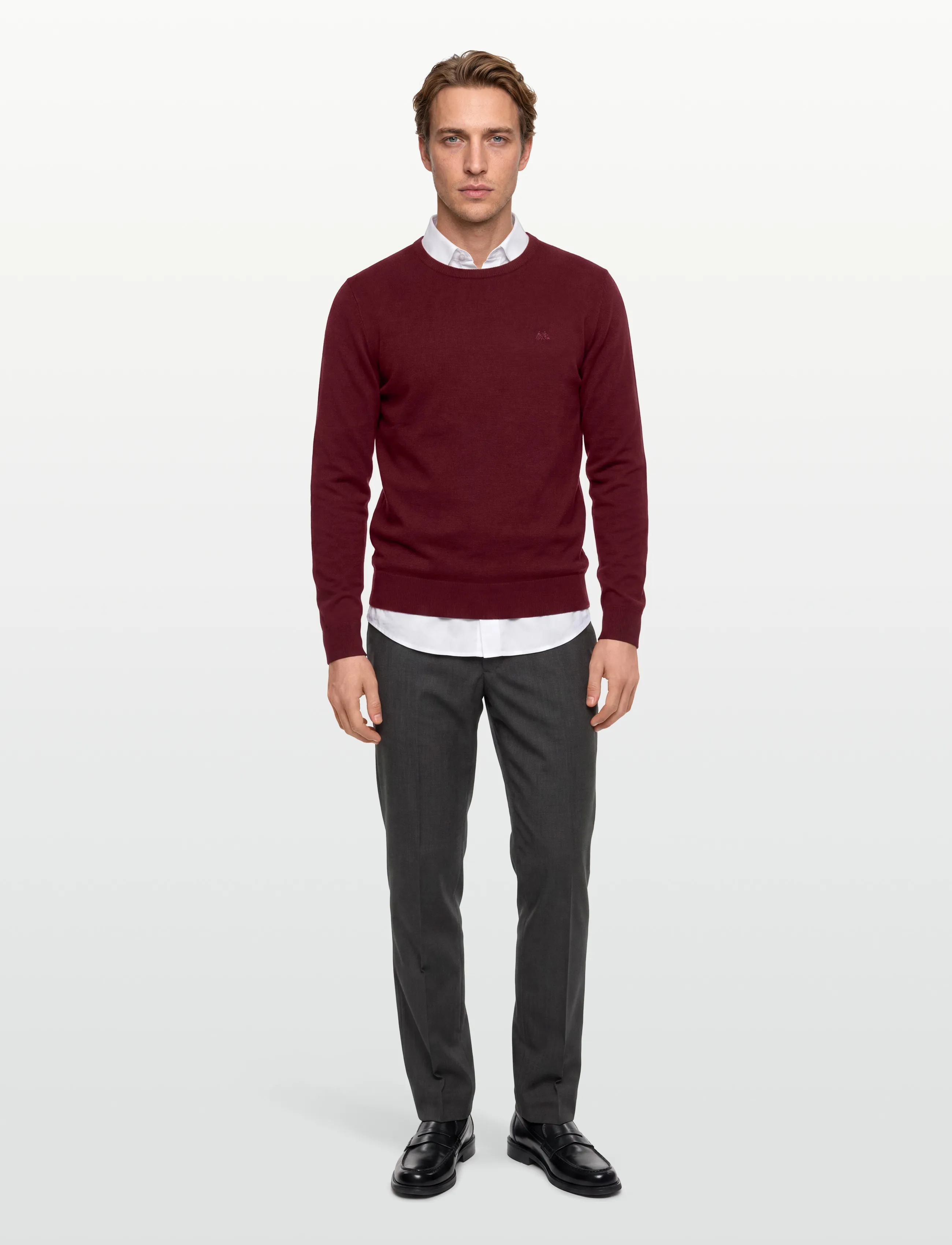 Lindbergh - Ecovero L/S o-neck knit - stickade basplagg - cherry mel - 0