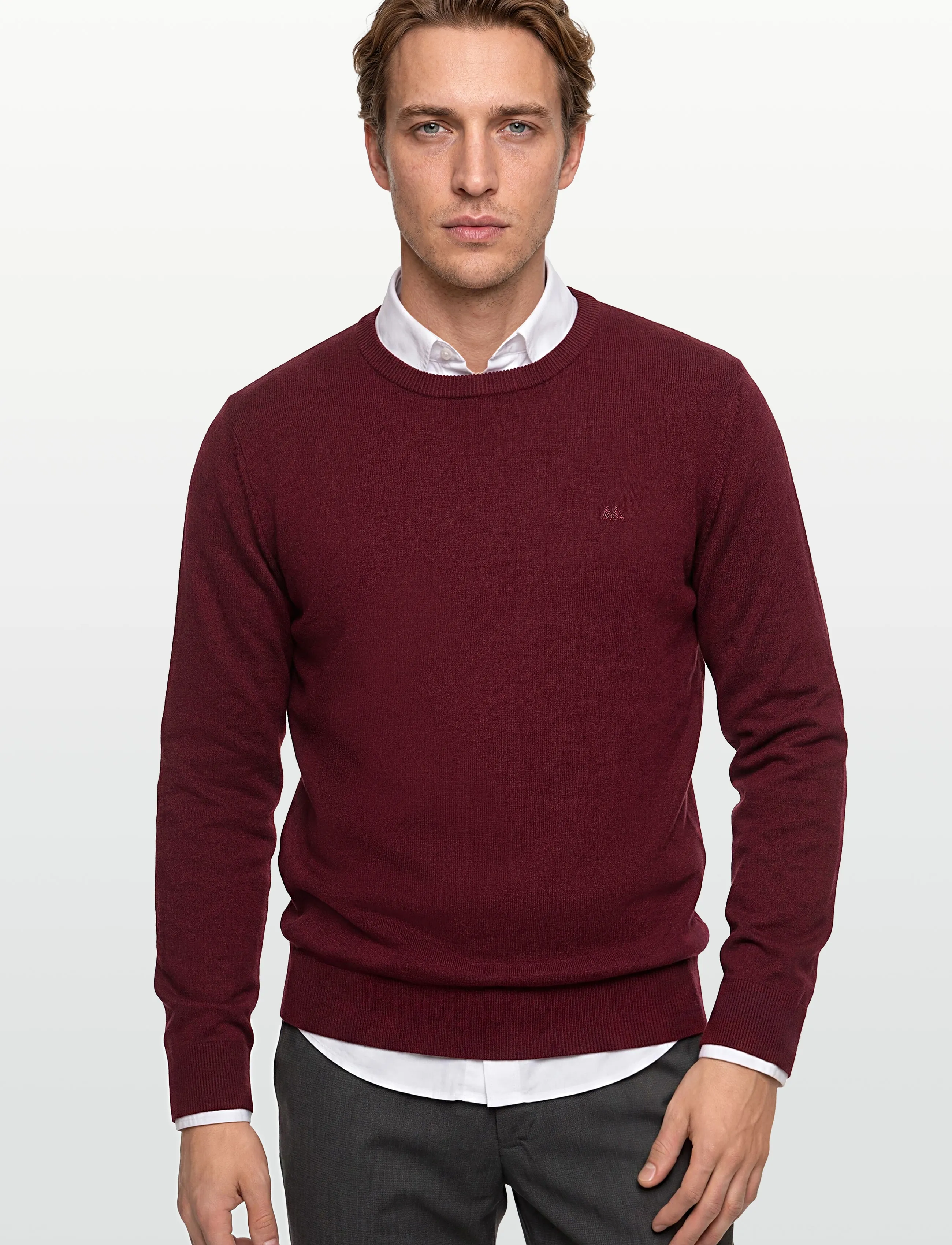Lindbergh - Ecovero L/S o-neck knit - stickade basplagg - cherry mel - 3