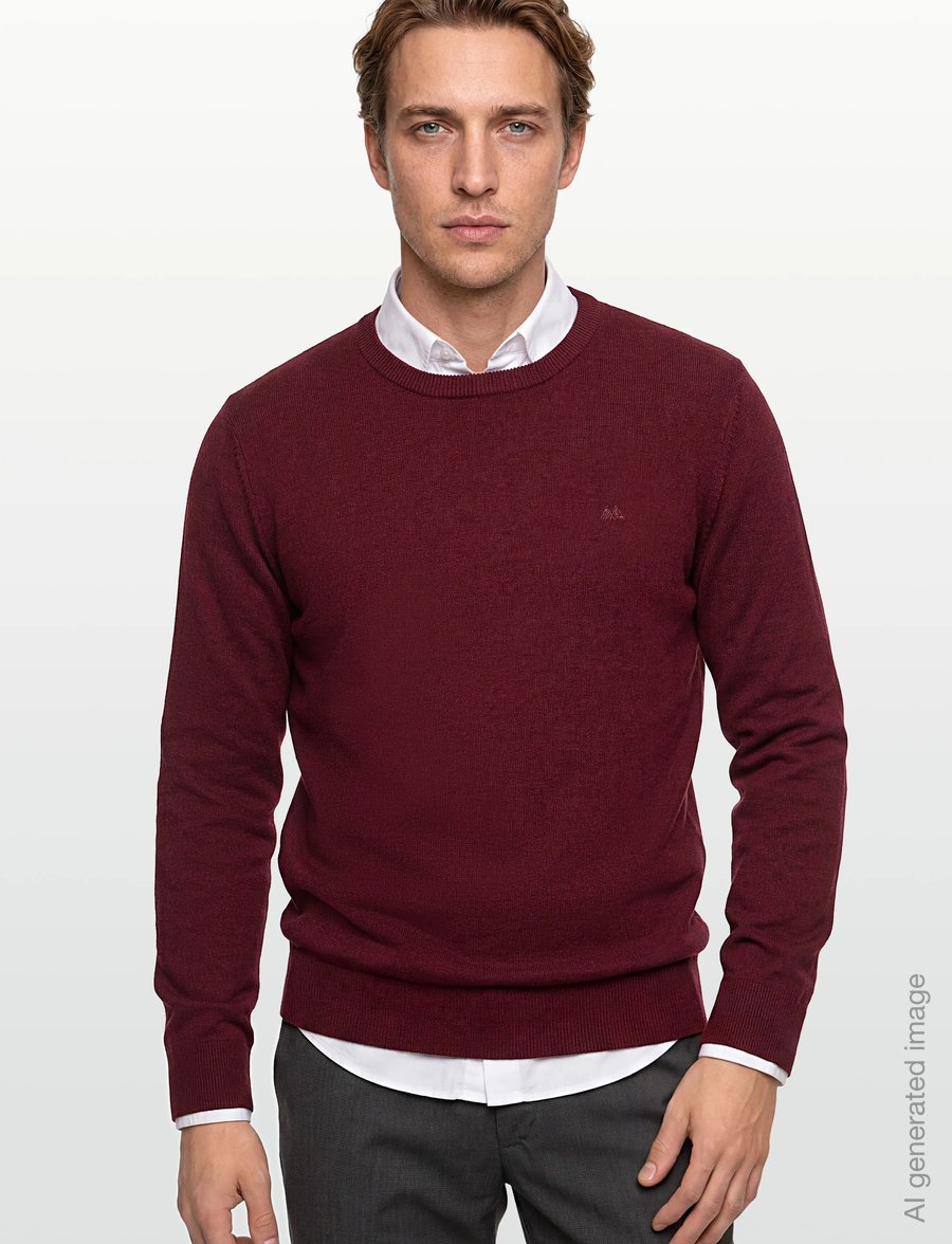 Lindbergh - Ecovero L/S o-neck knit - rund hals - cherry mel - 3