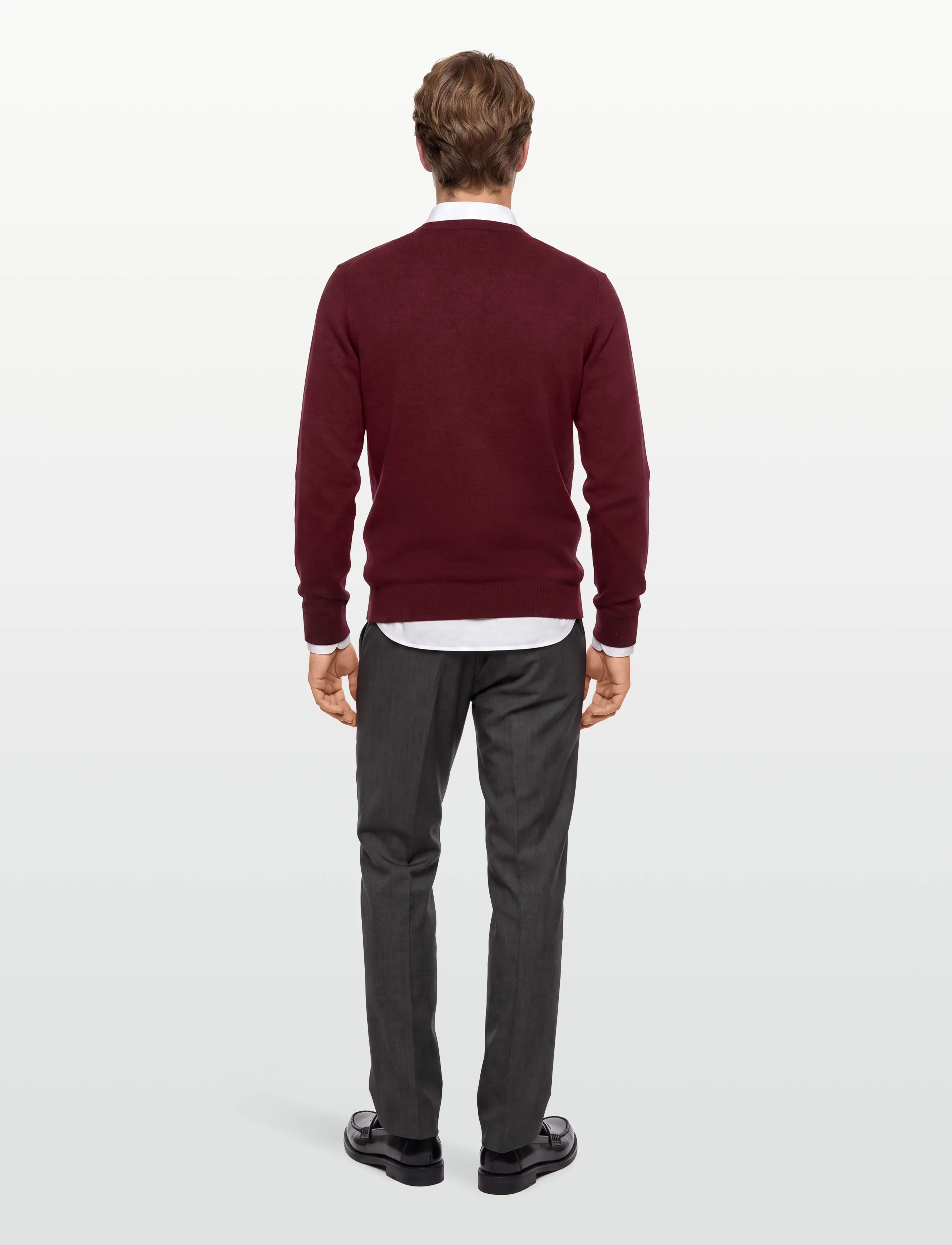Lindbergh - Ecovero L/S o-neck knit - stickade basplagg - cherry mel - 4