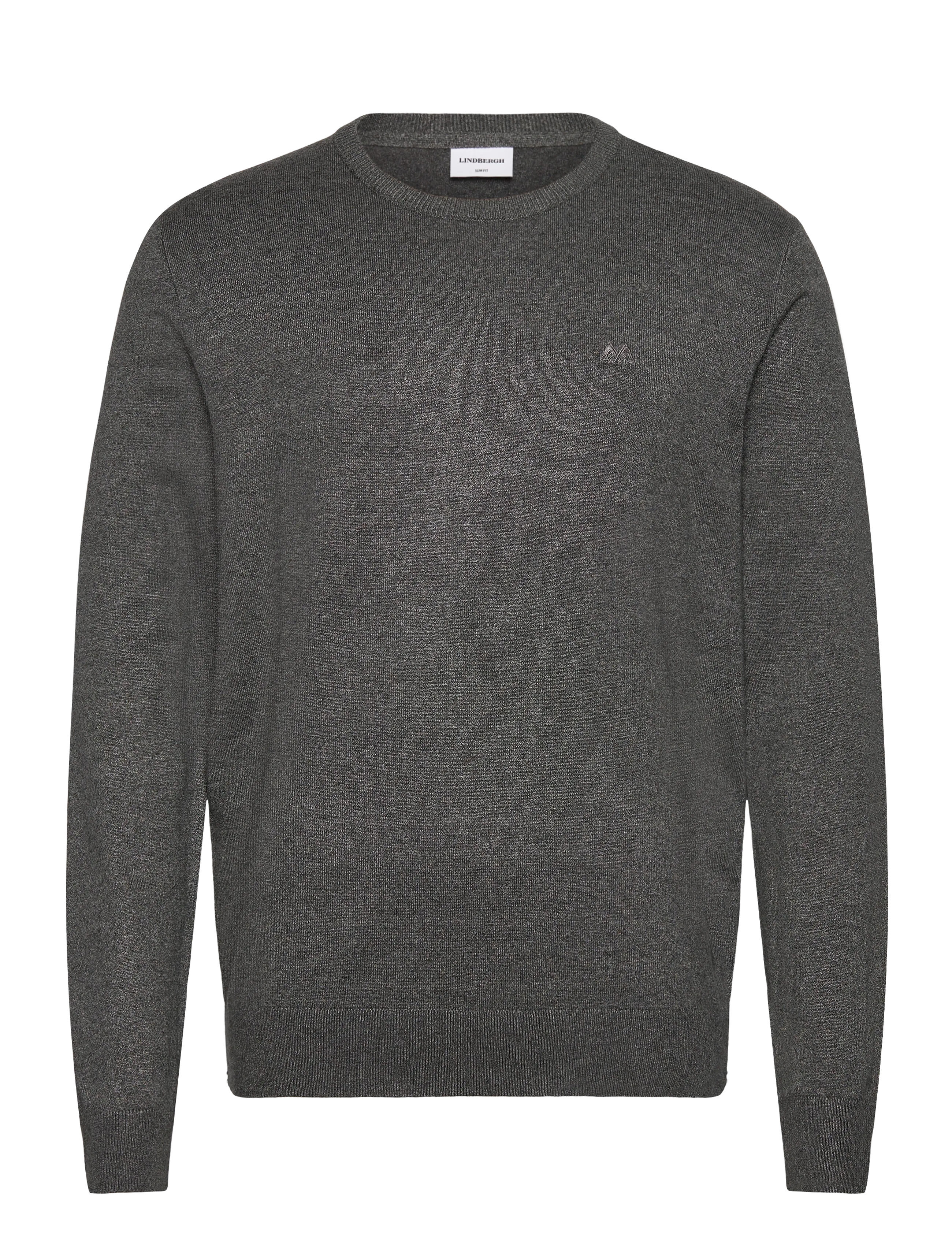 Lindbergh Ecovero L/S o-neck knit - Knitwear - DK ARMY BLEND / grey