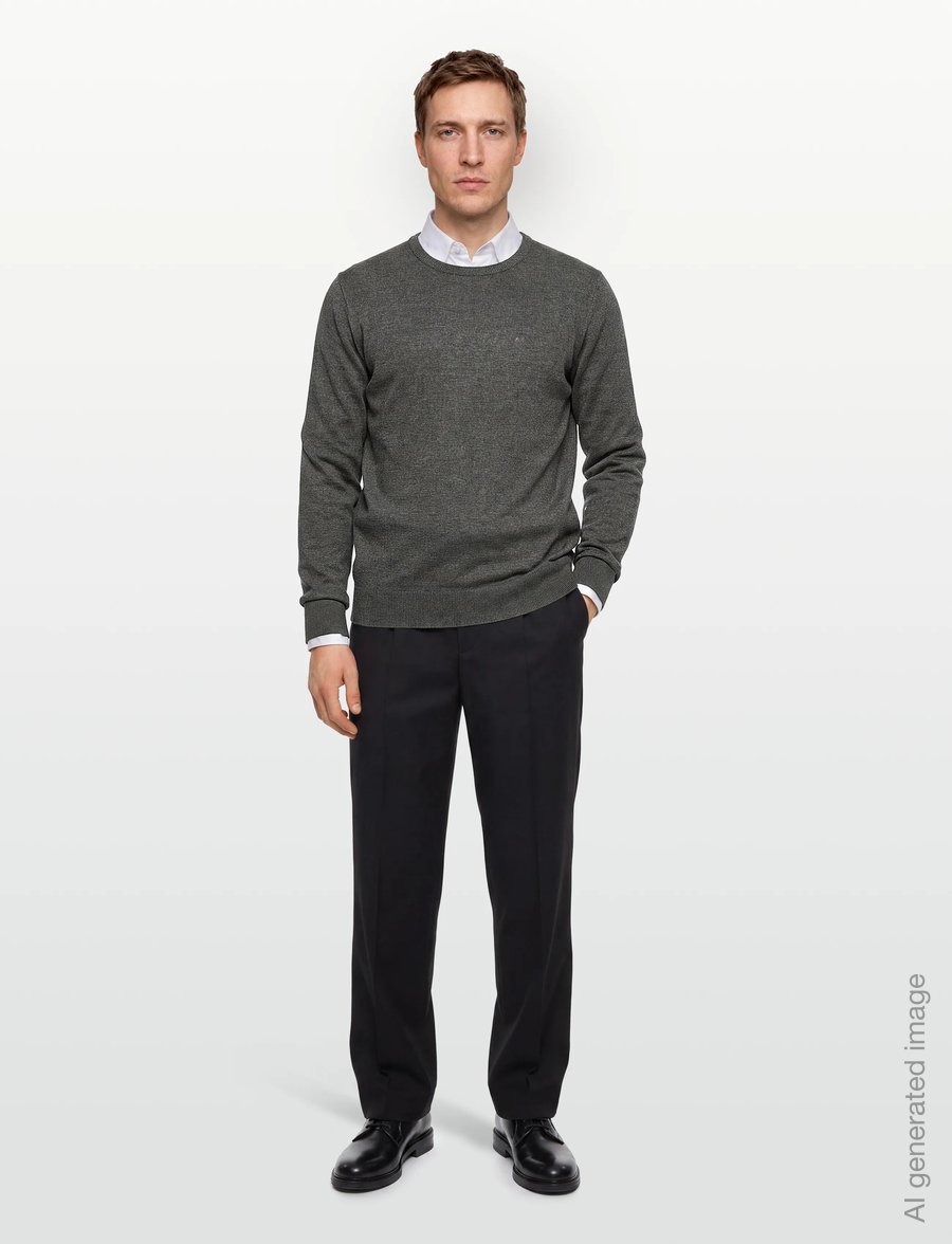 Lindbergh - Ecovero L/S o-neck knit - rund hals - dk army blend - 0
