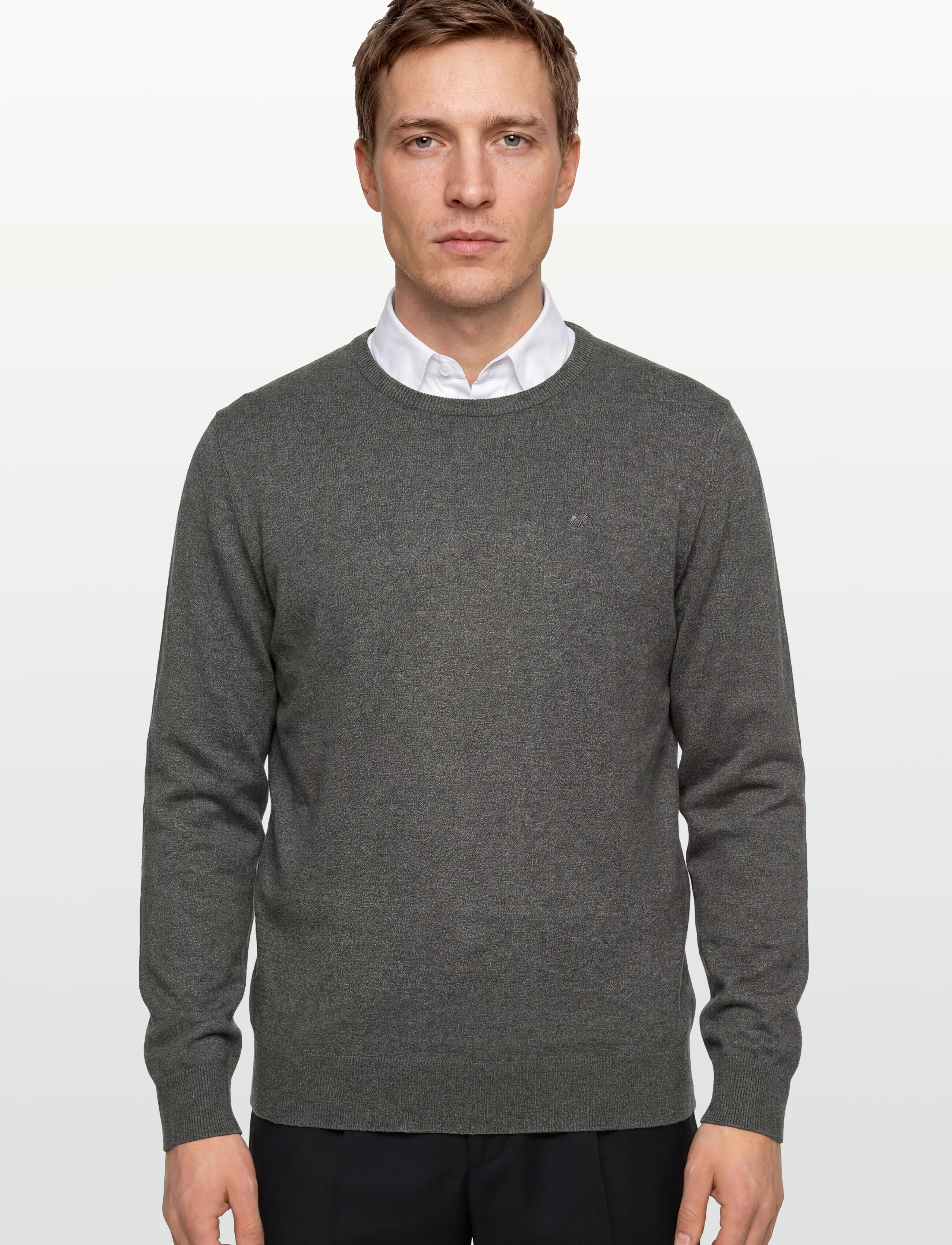 Lindbergh - Ecovero L/S o-neck knit - basic knitwear - dk army blend - 3
