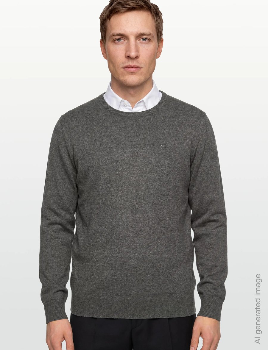 Lindbergh - Ecovero L/S o-neck knit - rund hals - dk army blend - 3