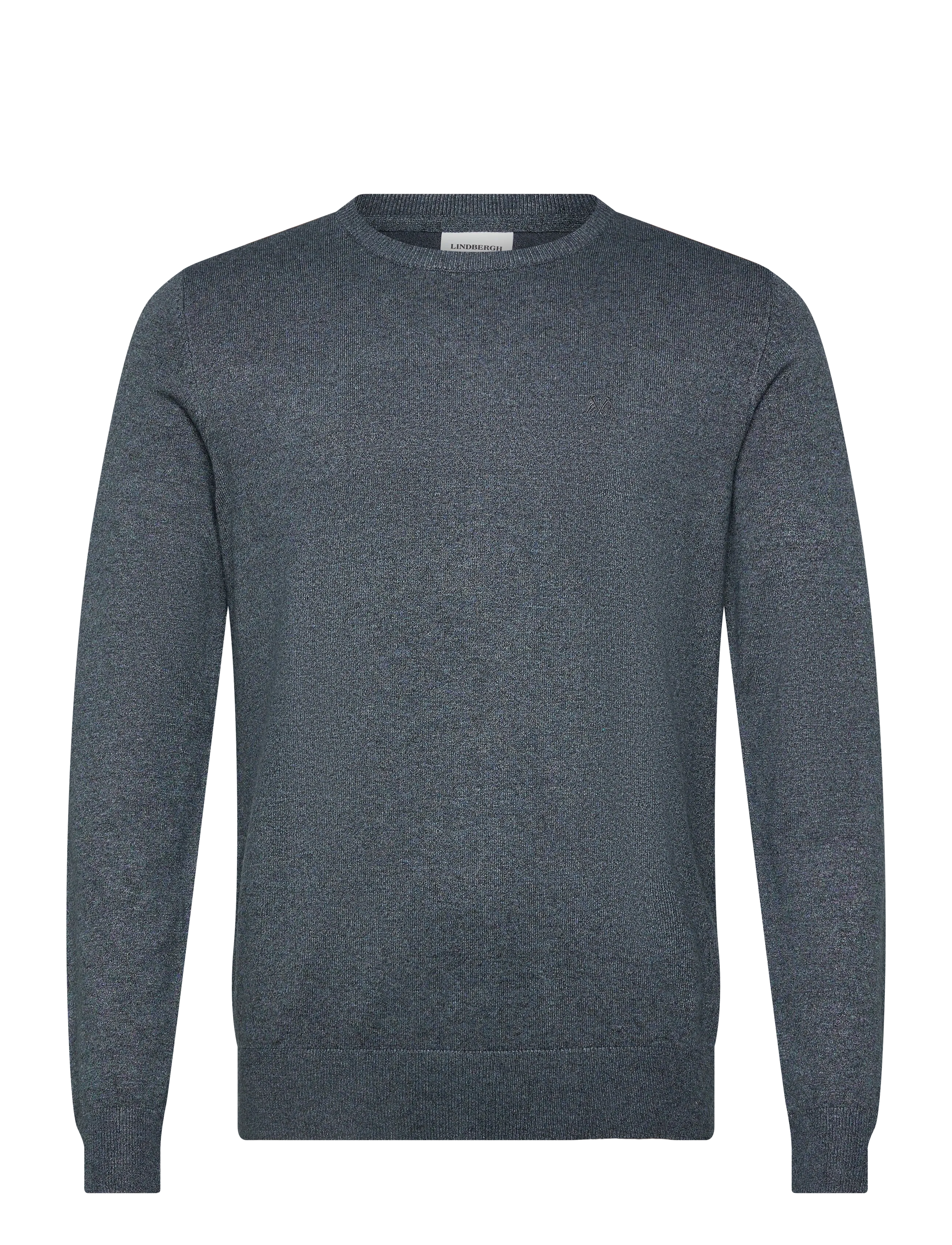 Lindbergh Ecovero L/S o-neck knit - Trøjer - DK BLUE BLEND / grey