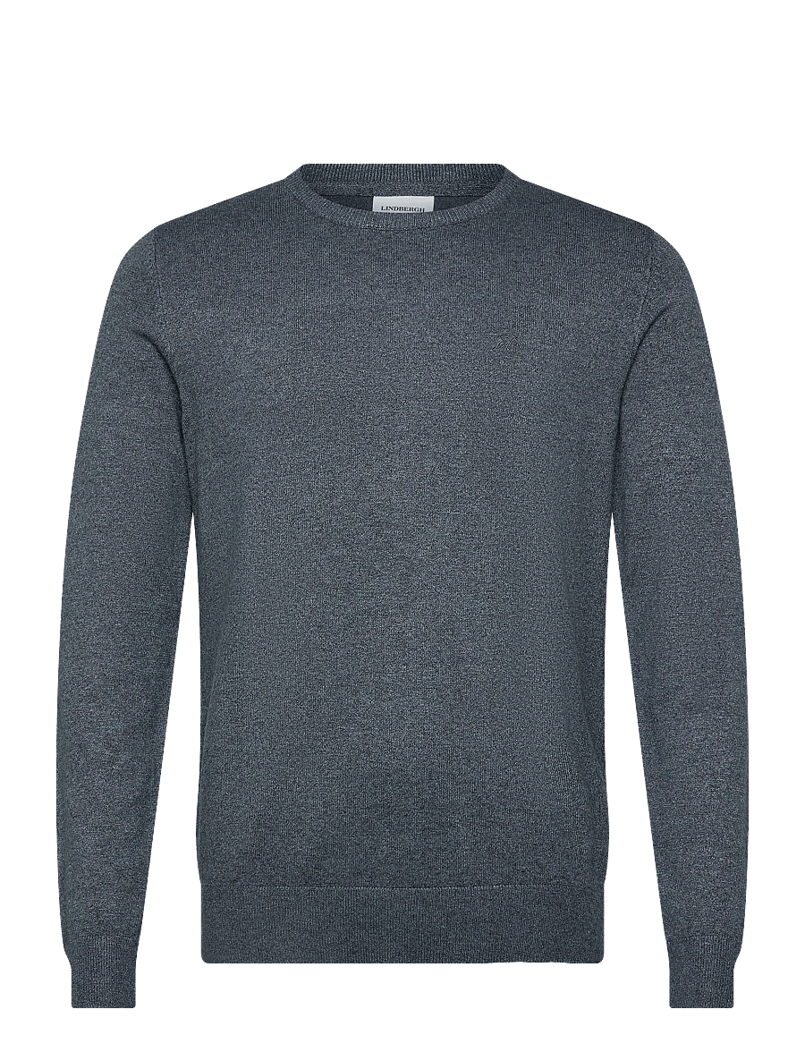 Lindbergh - Ecovero L/S o-neck knit - rundhals - dk blue blend - 0