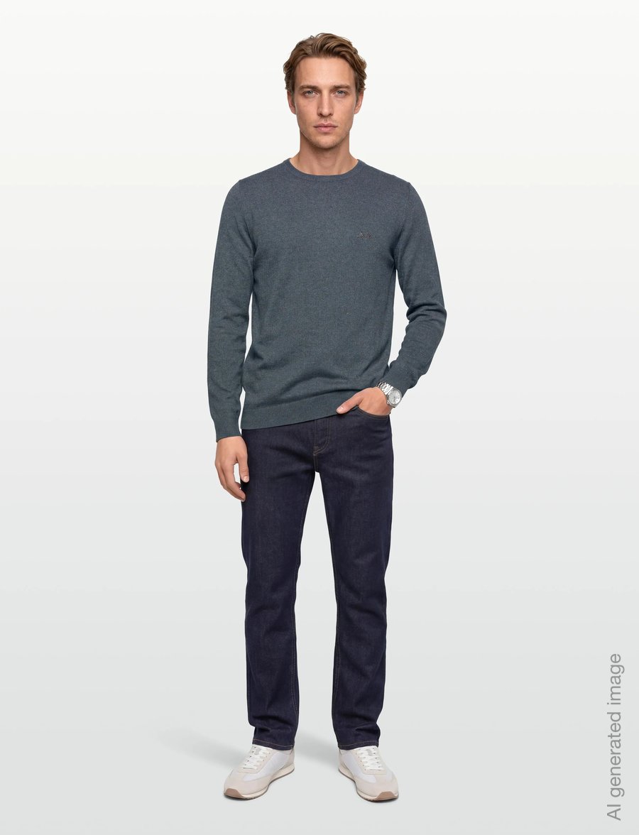 Lindbergh - Ecovero L/S o-neck knit - round necks - dk blue blend - 0