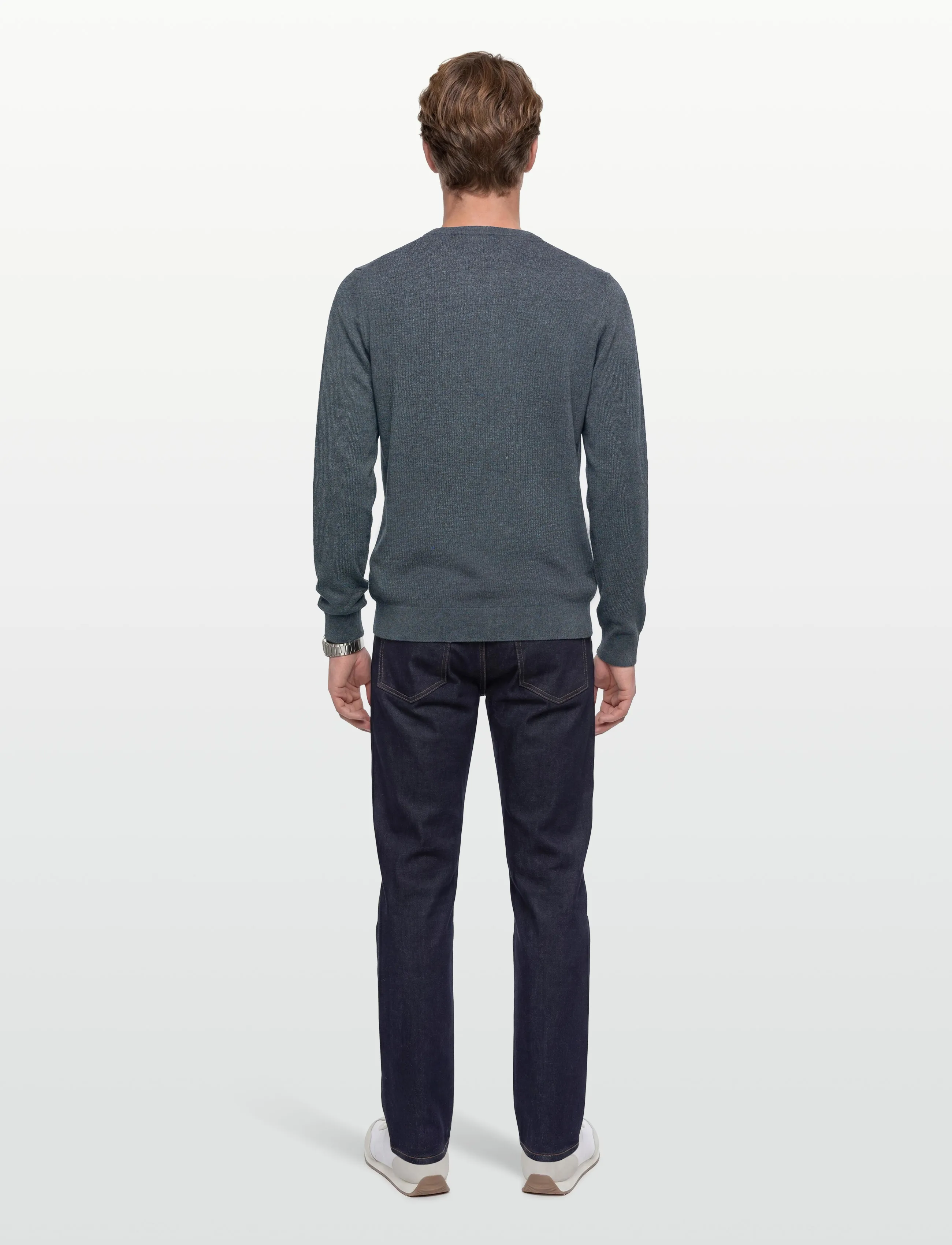 Lindbergh - Ecovero L/S o-neck knit - megztiniai su apvalia apykakle - dk blue blend - 4