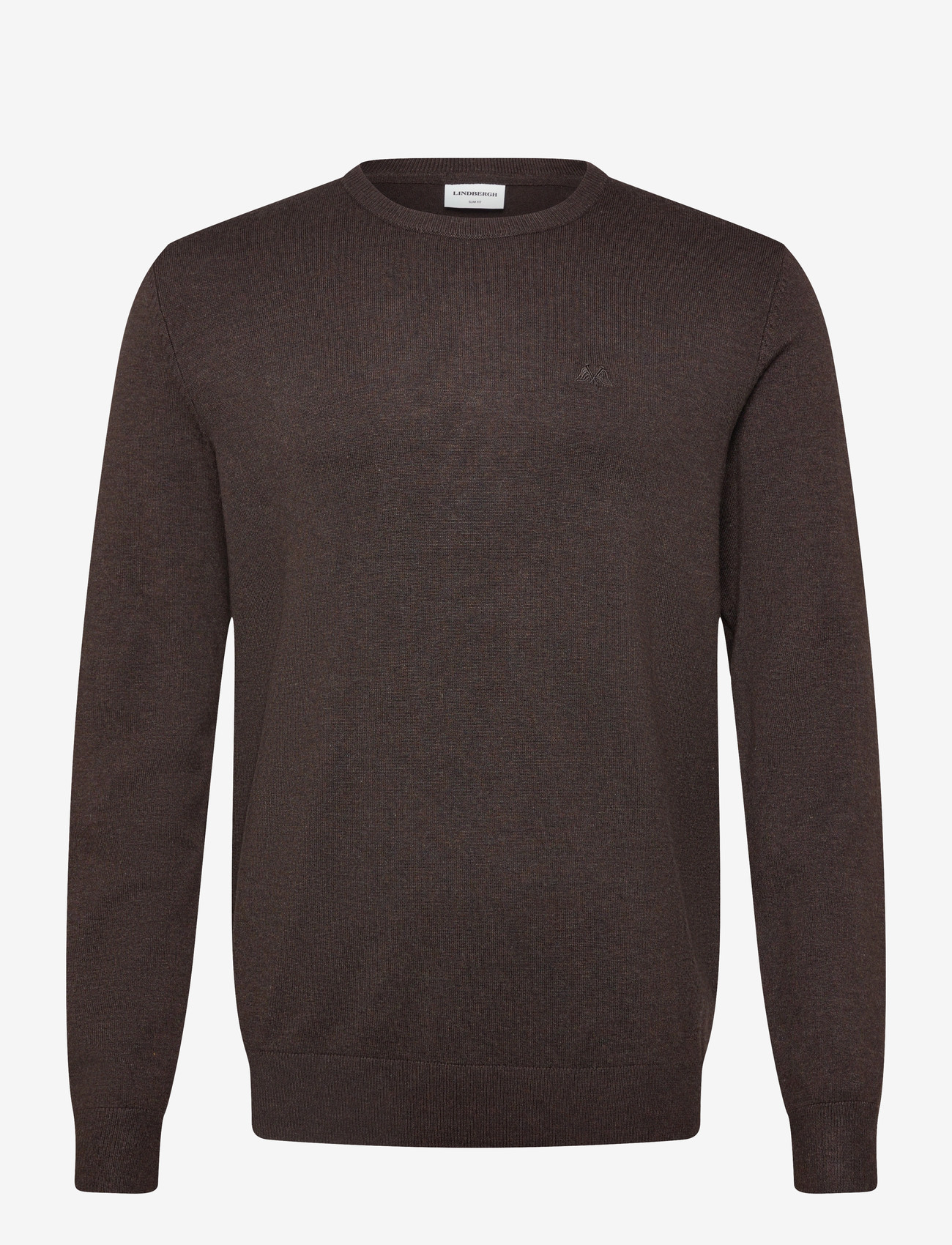 Lindbergh - Ecovero L/S o-neck knit - rundhalsad - dk brown mel - 0