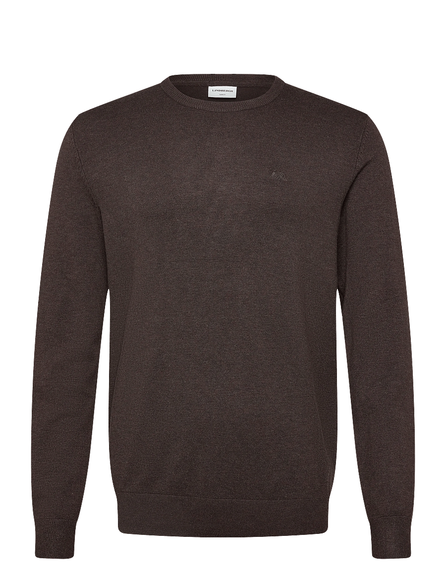 Lindbergh - Ecovero L/S o-neck knit - round necks - dk brown mel - 1
