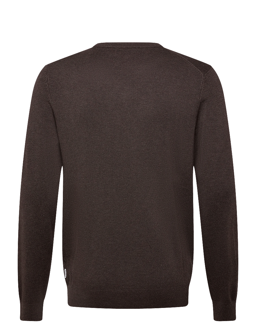 Lindbergh - Ecovero L/S o-neck knit - round necks - dk brown mel - 2