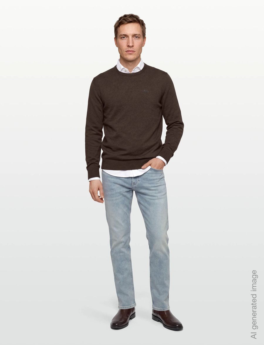 Lindbergh - Ecovero L/S o-neck knit - round necks - dk brown mel - 0