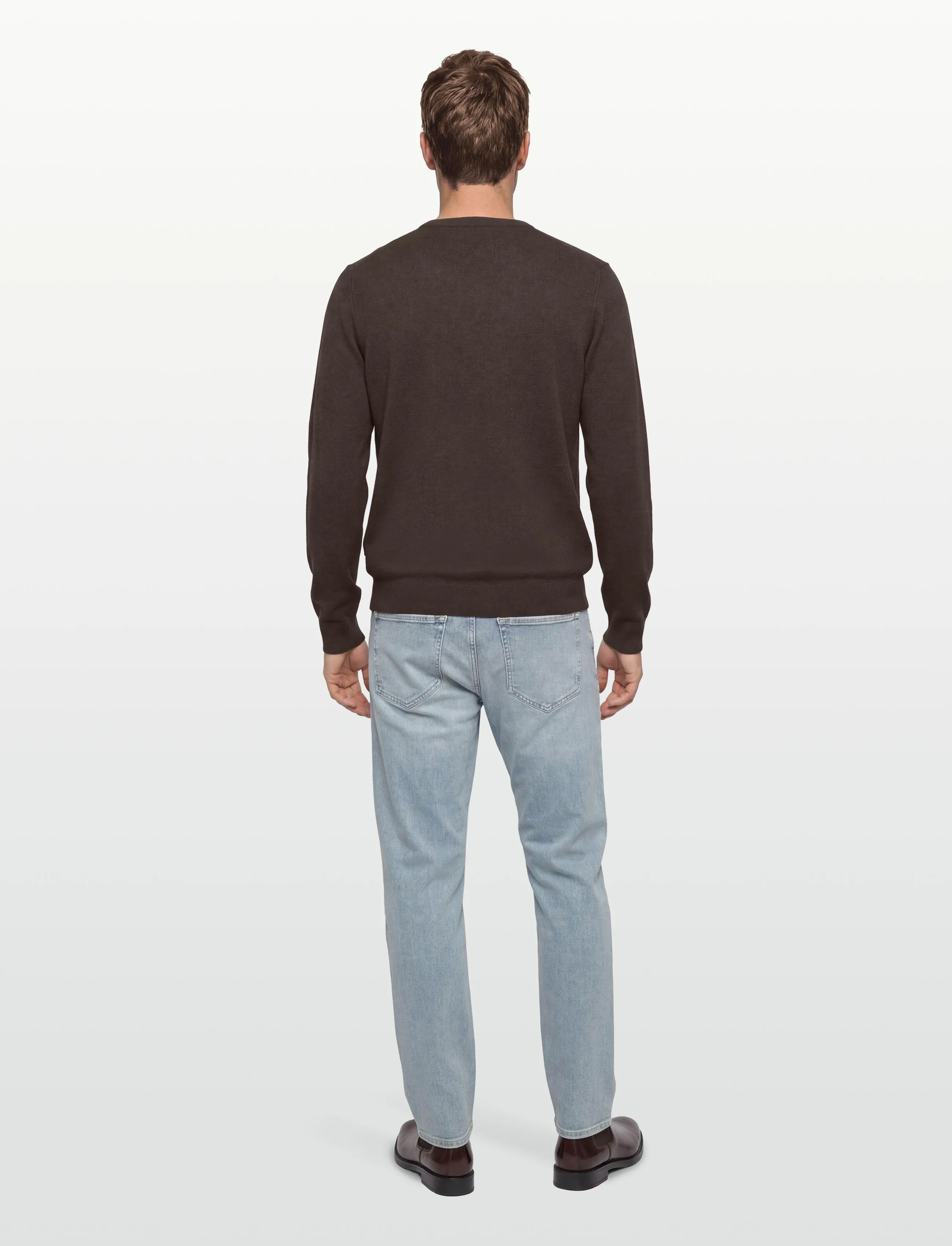Lindbergh - Ecovero L/S o-neck knit - stickade basplagg - dk brown mel - 4