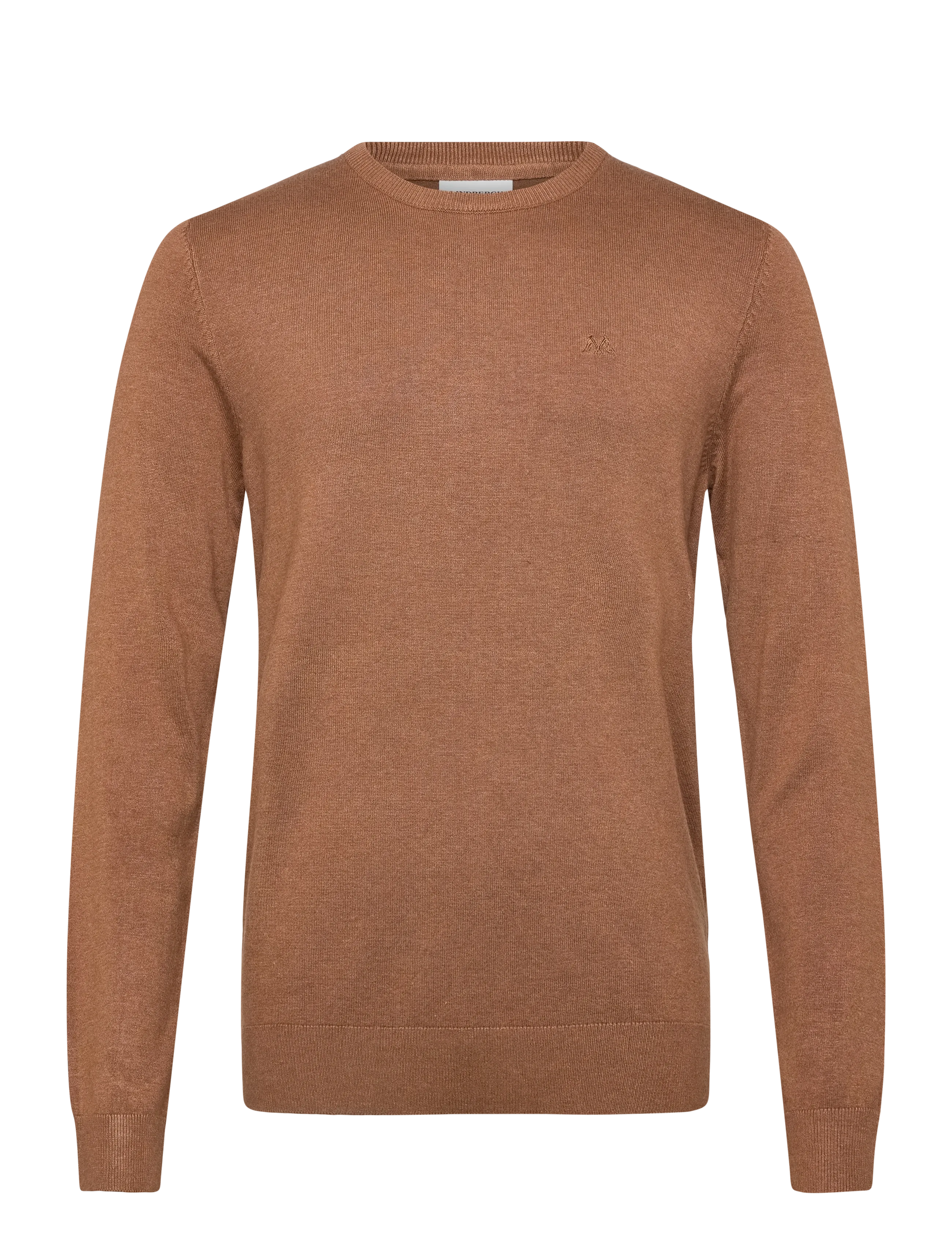 Lindbergh Ecovero L/S o-neck knit - Knitwear - DK CAMEL MEL / brown