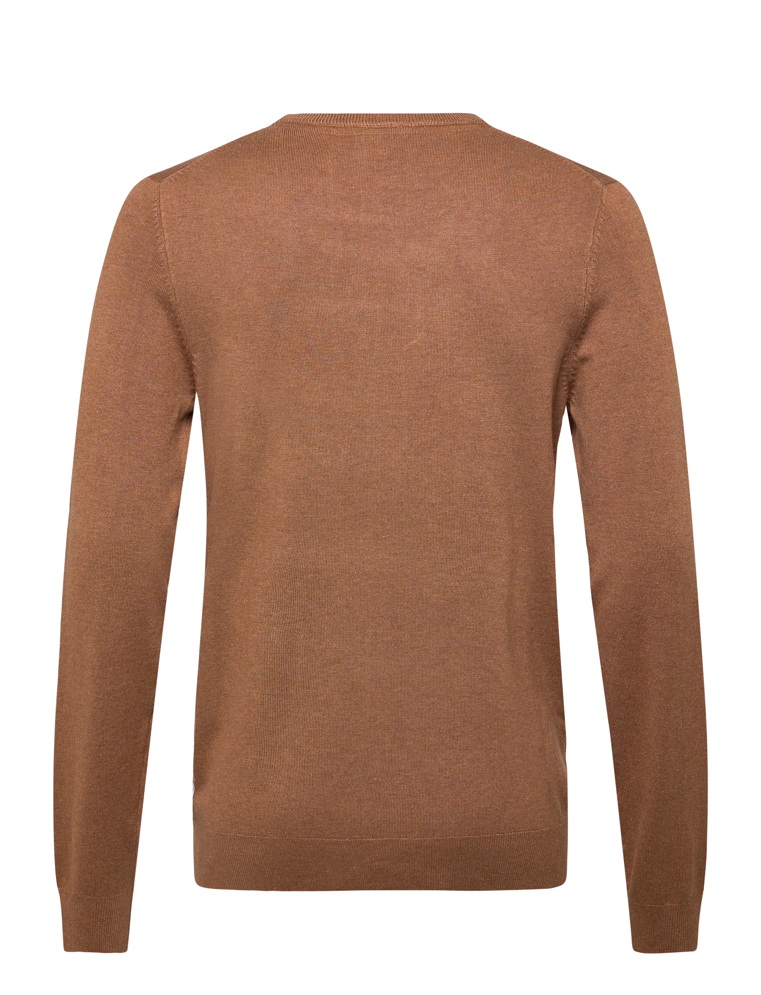 Lindbergh - Ecovero L/S o-neck knit - Ümmarguse kaelusega kudumid - dk camel mel - 1