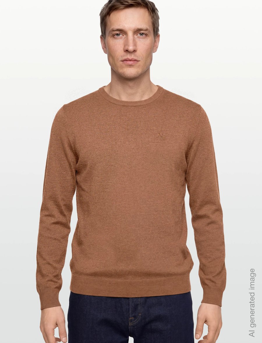 Lindbergh - Ecovero L/S o-neck knit - Ümara kaelusega - dk camel mel - 3