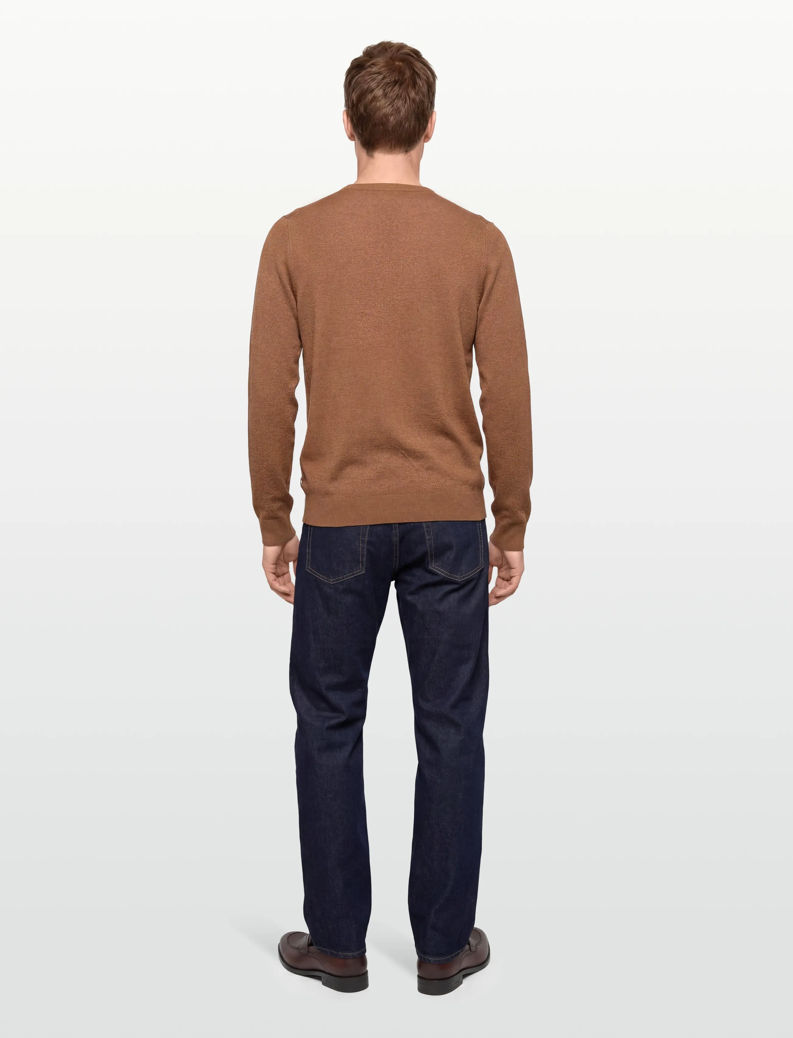 Lindbergh - Ecovero L/S o-neck knit - basic-strickmode - dk camel mel - 4