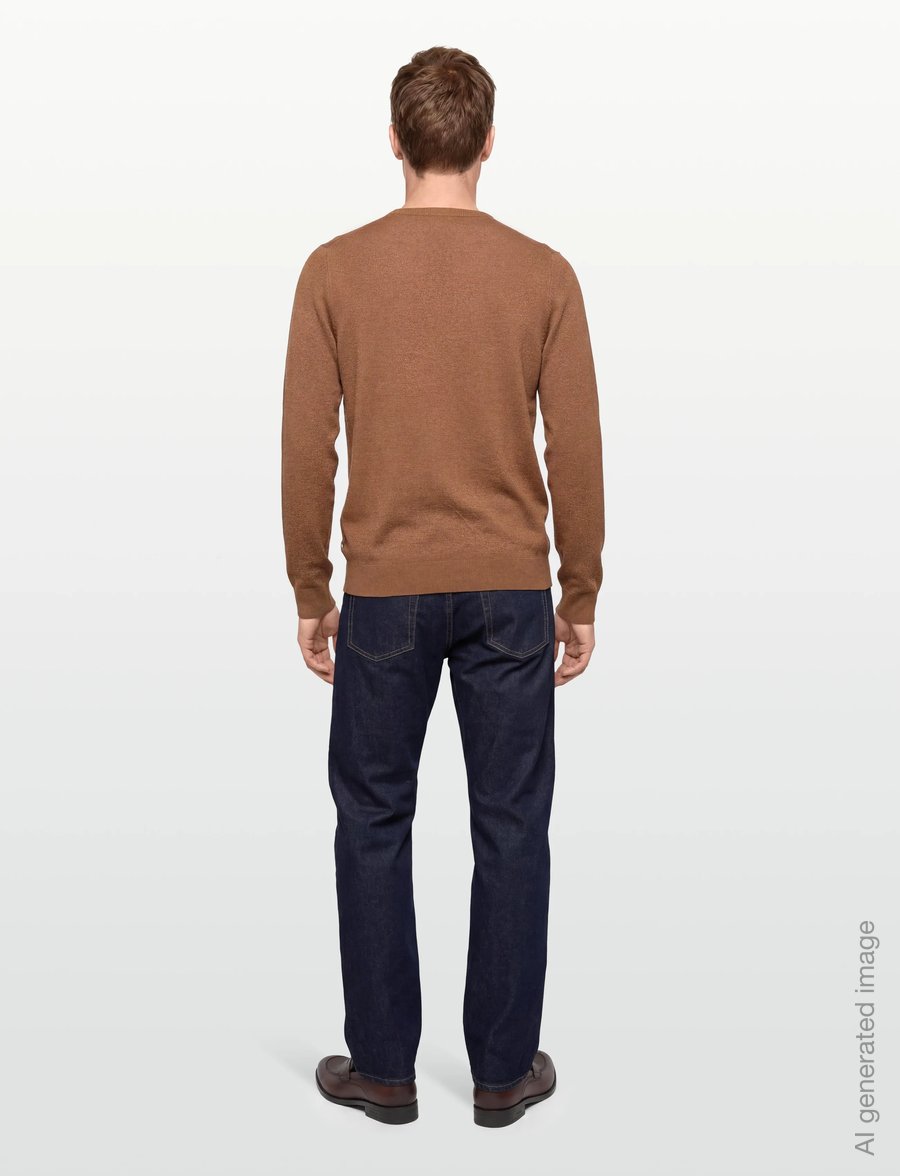 Lindbergh - Ecovero L/S o-neck knit - Ümara kaelusega - dk camel mel - 4