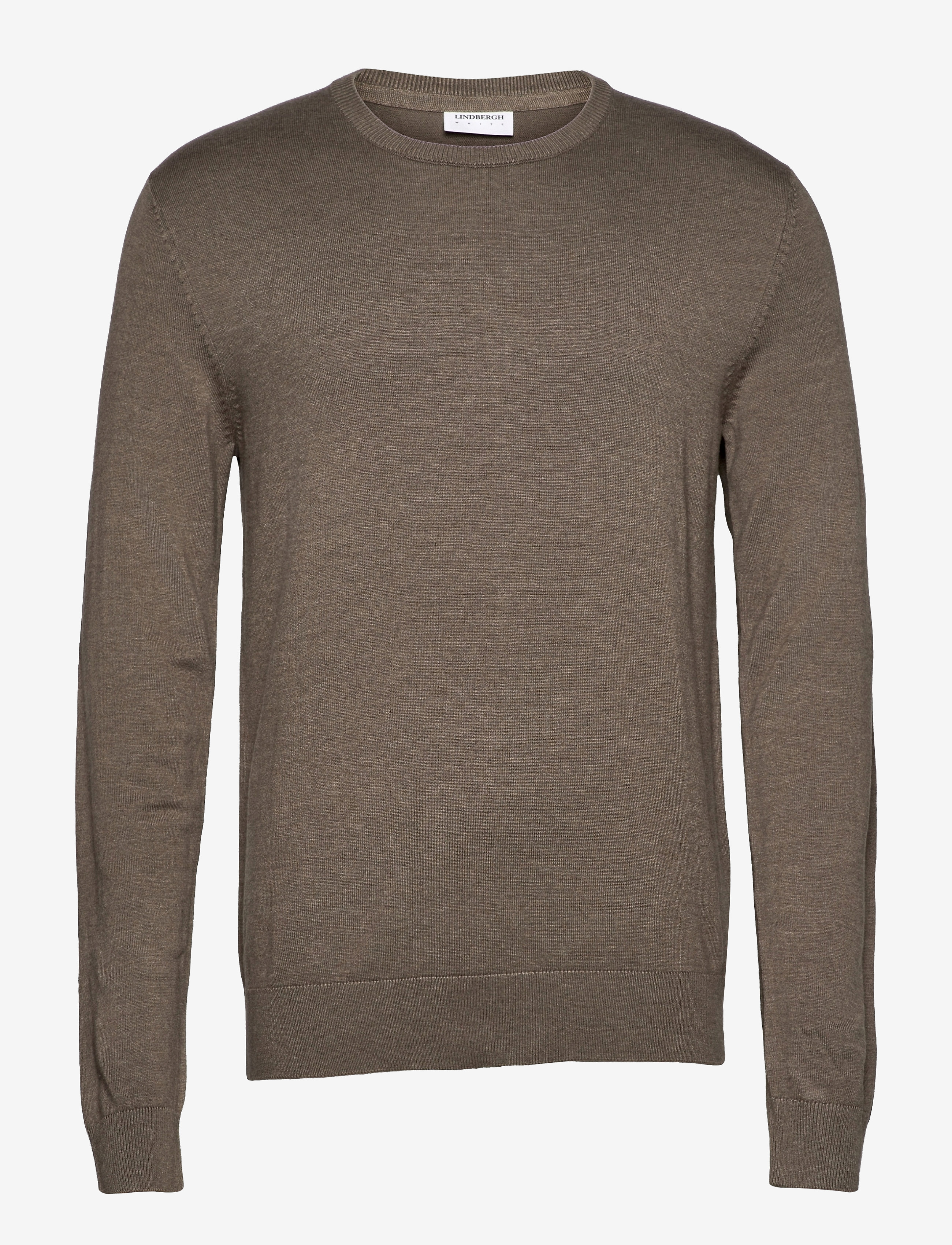 Lindbergh Ecovero L/S o-neck knit - Kudumid - DK SAND MEL / grey