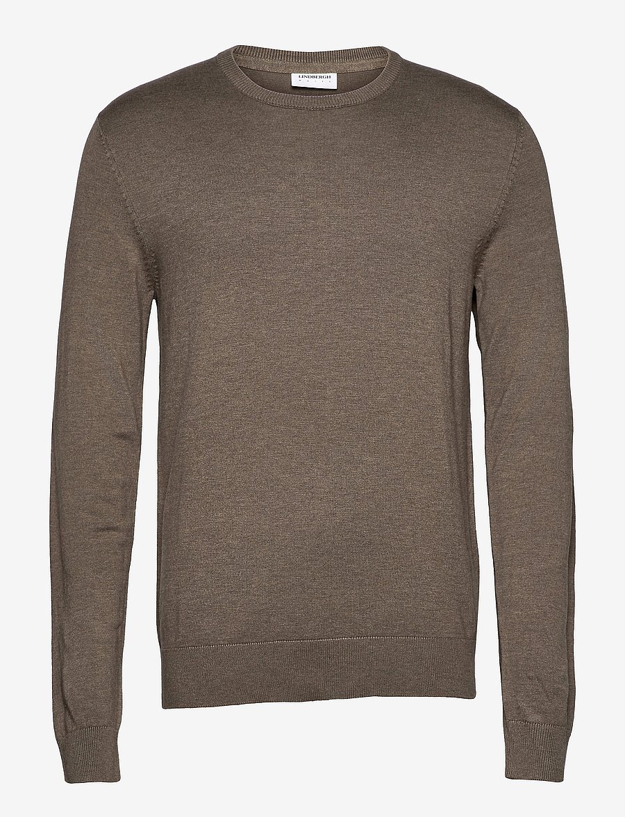 Lindbergh - Ecovero L/S o-neck knit - round necks - dk sand mel - 1