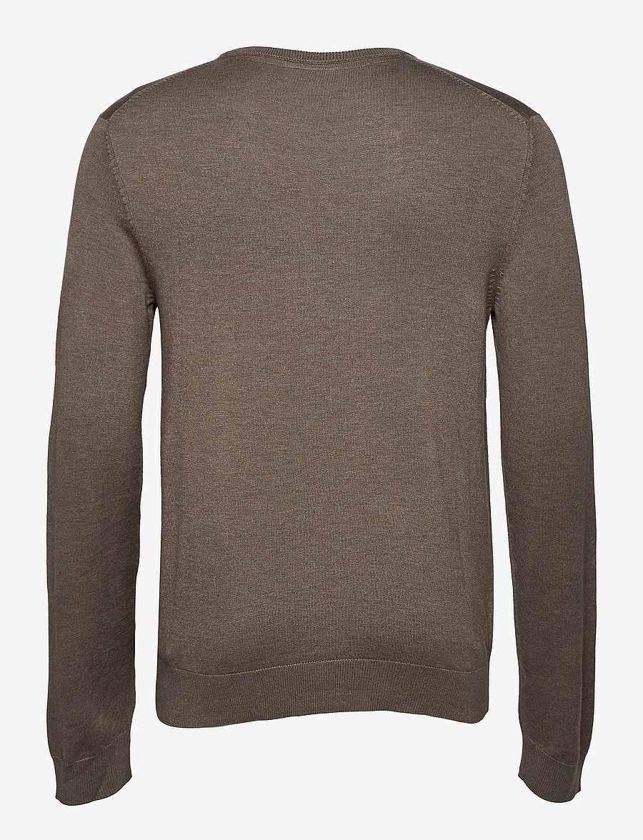 Lindbergh - Ecovero L/S o-neck knit - round necks - dk sand mel - 2