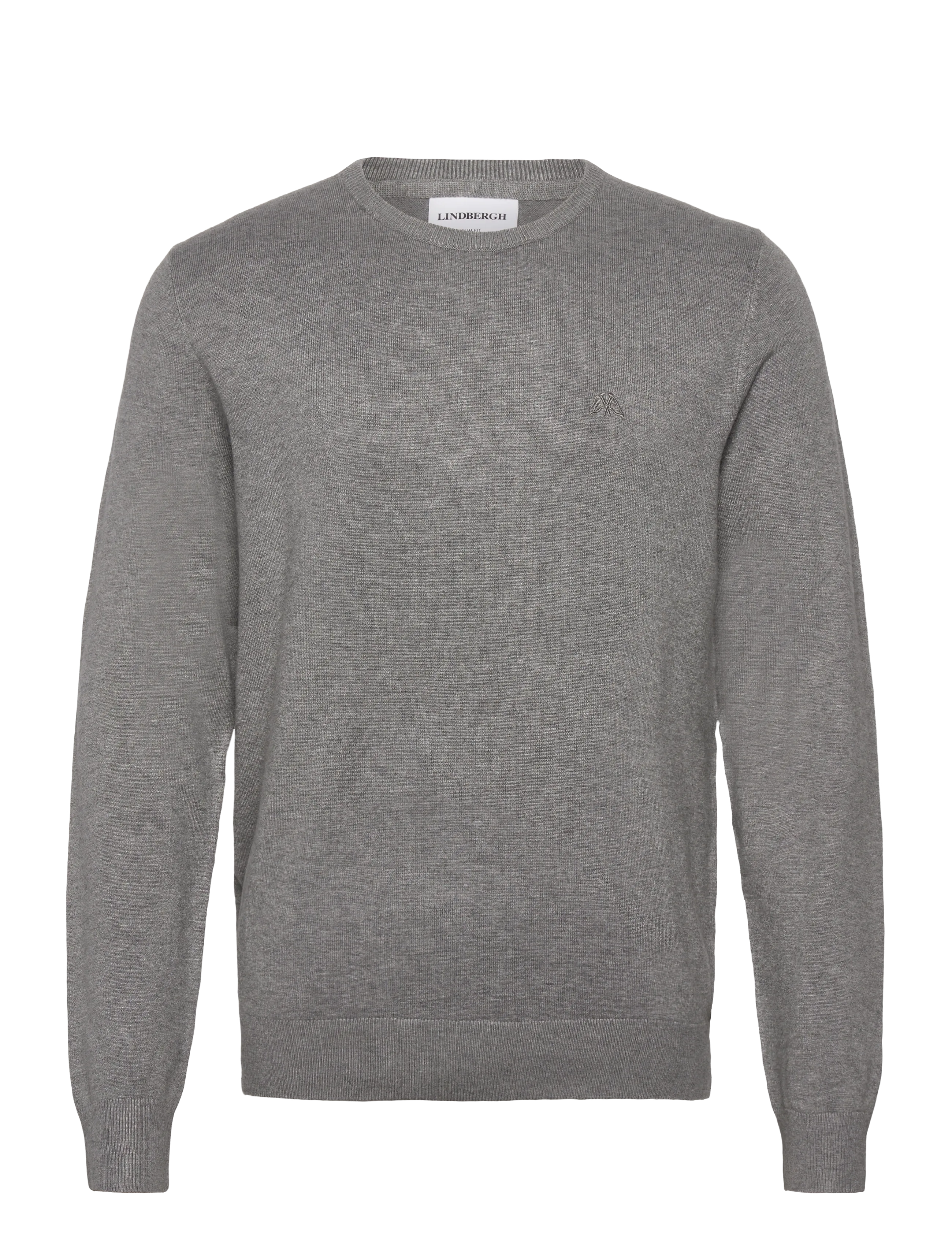 Ecovero L/S o-neck knit - GREY STONE MIX