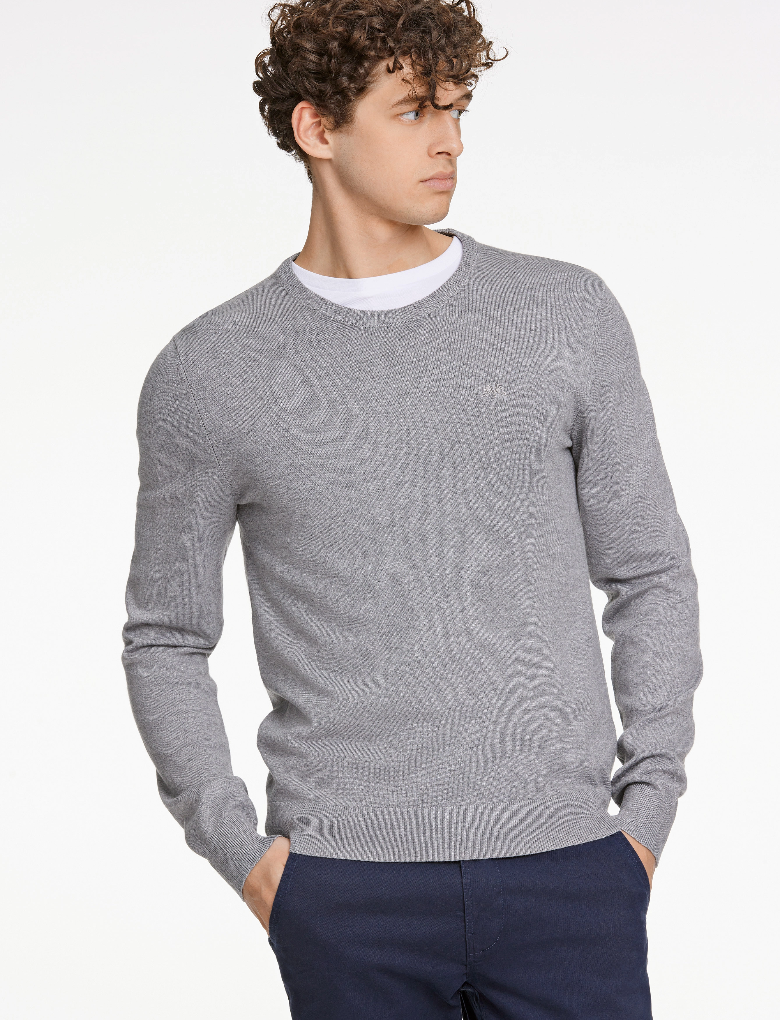Lindbergh - Ecovero L/S o-neck knit - rundhals - grey stone mix - 0