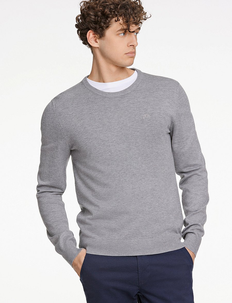 Lindbergh - Ecovero L/S o-neck knit - round necks - grey stone mix - 0