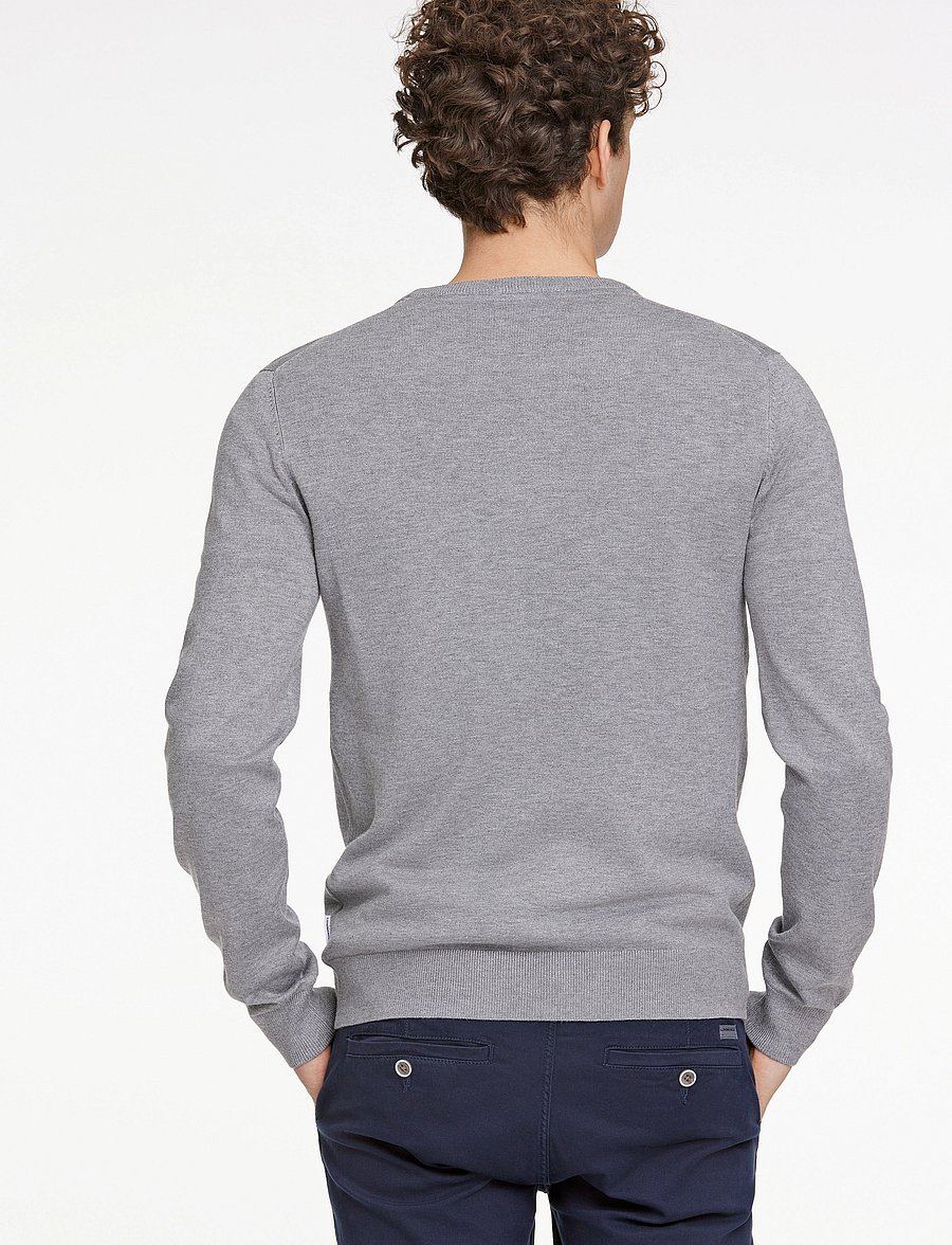 Lindbergh - Ecovero L/S o-neck knit - round necks - grey stone mix - 3