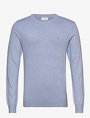 Lindbergh - Melange round neck knit - megzti laisvalaikio drabužiai - lt blue mel - 0