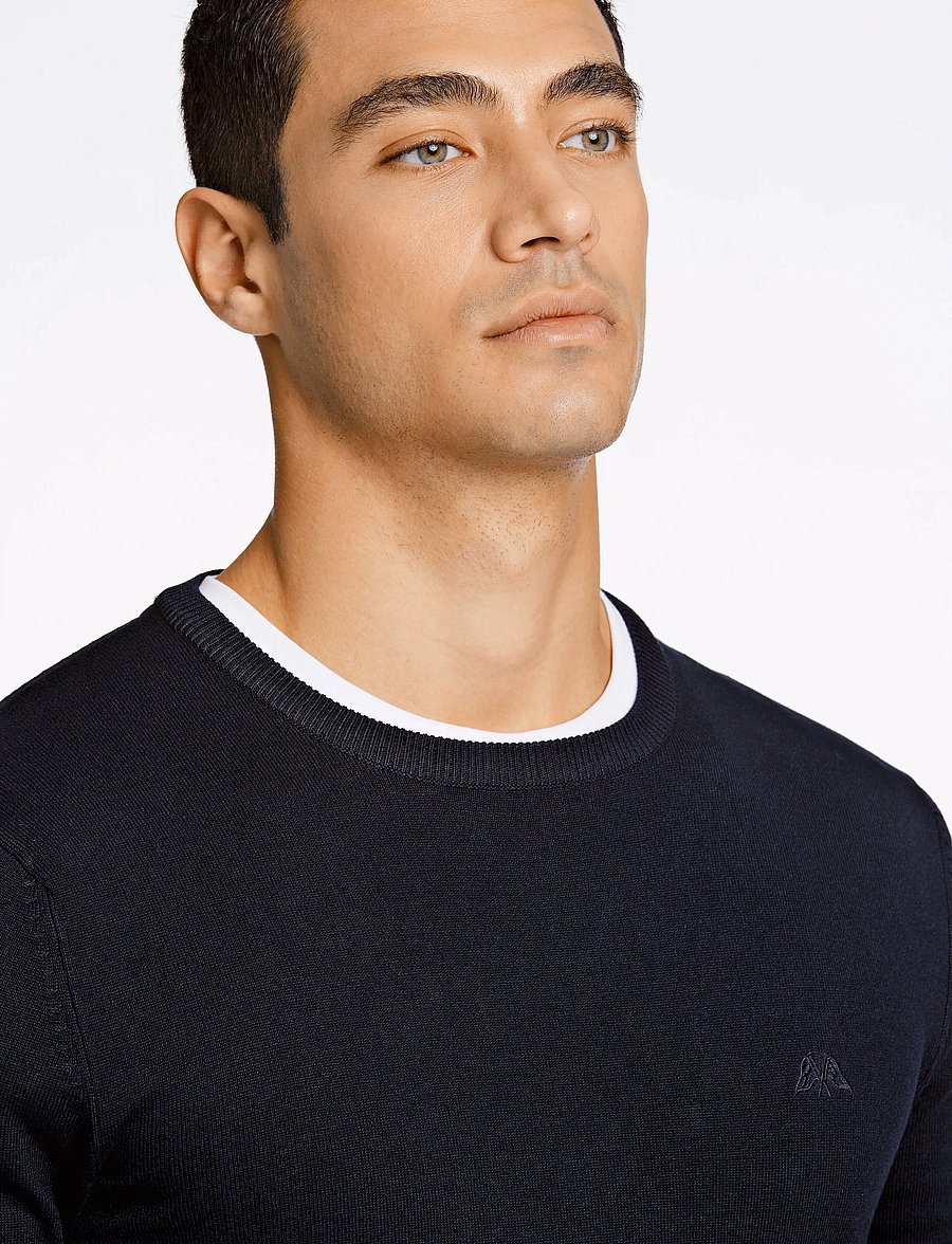 Lindbergh - Ecovero L/S o-neck knit - rundhals - navy - 5