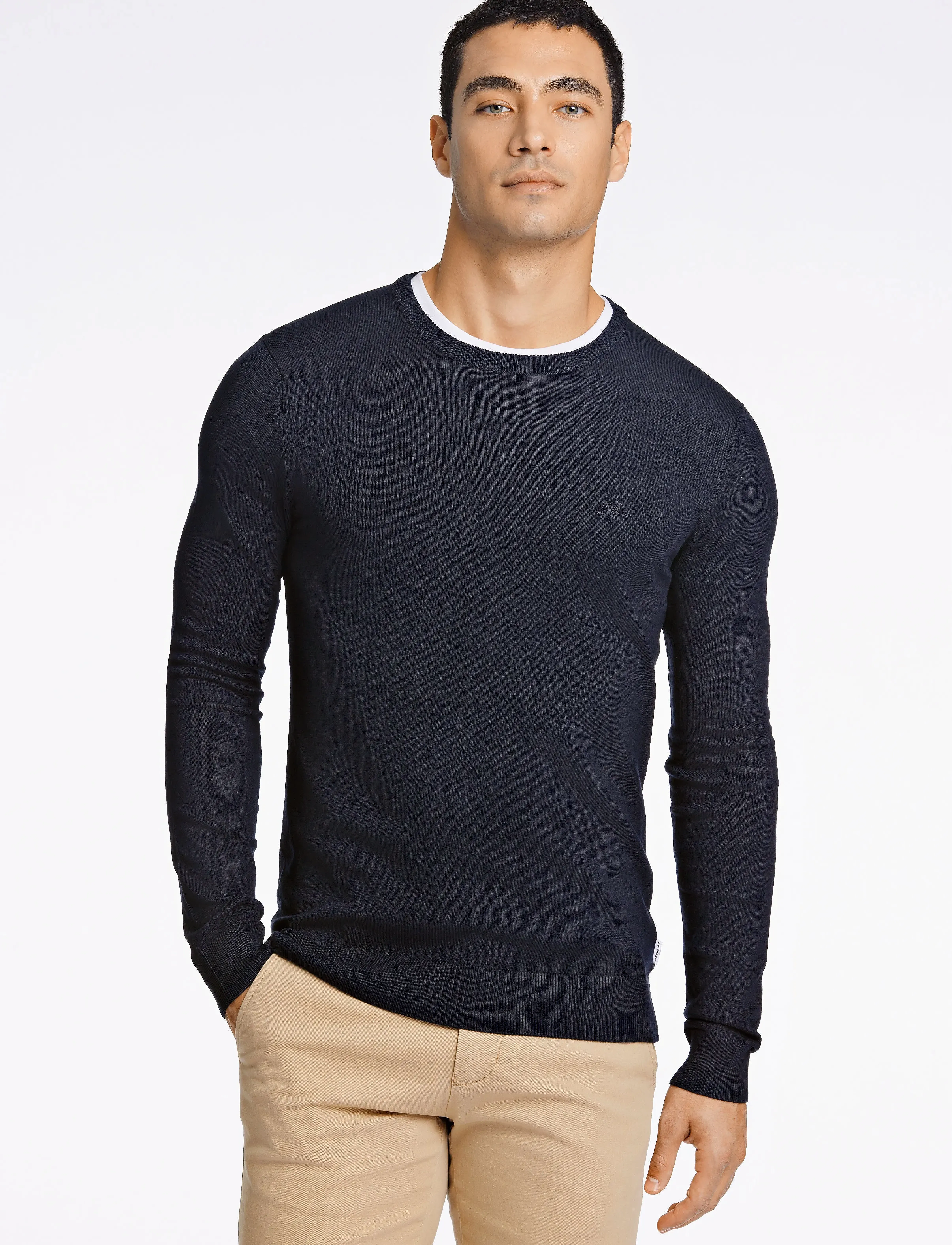 Lindbergh Ecovero L/S o-neck knit - Tøj - NAVY / navy