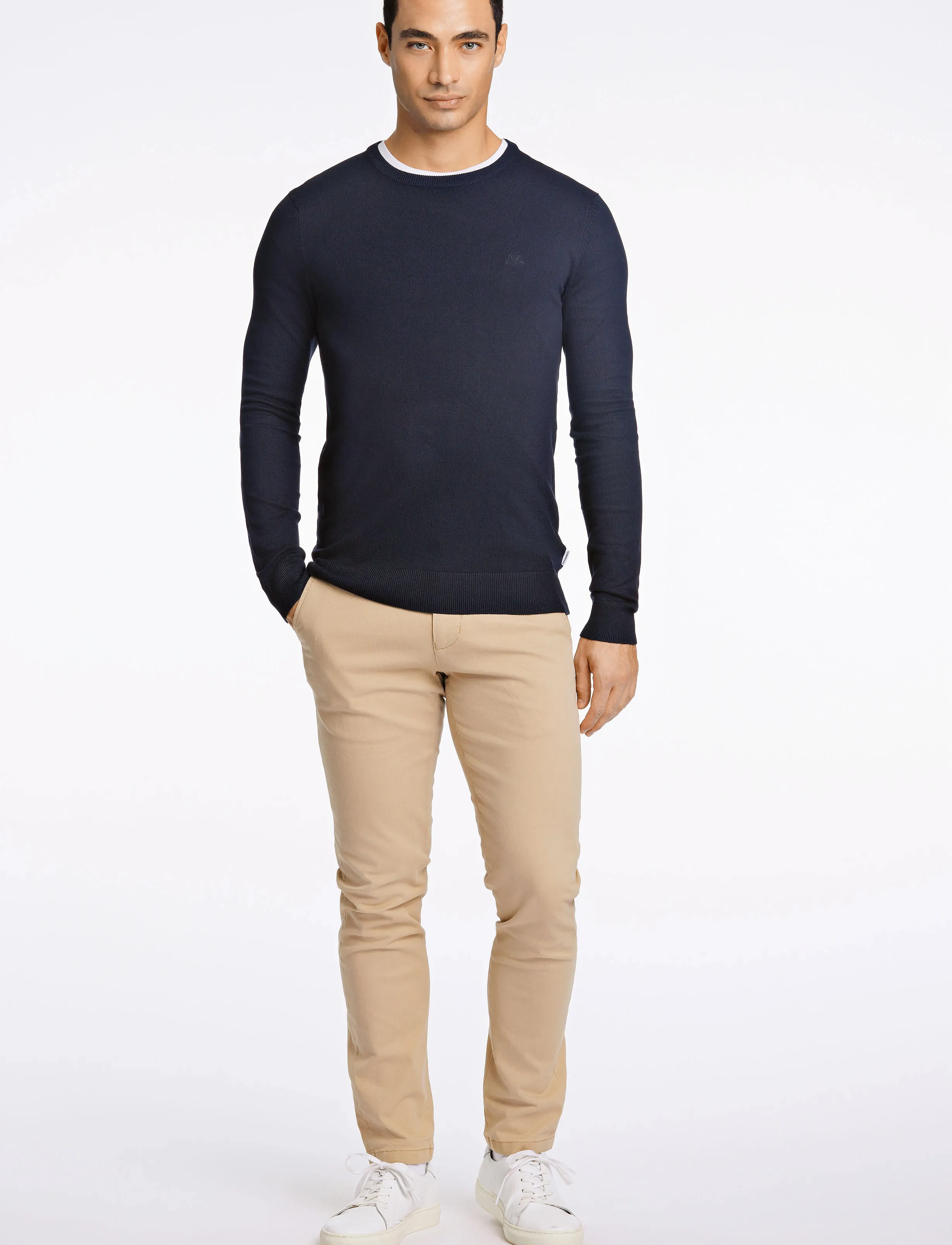 Lindbergh - Ecovero L/S o-neck knit - kringlótt hálsmál  - navy - 4