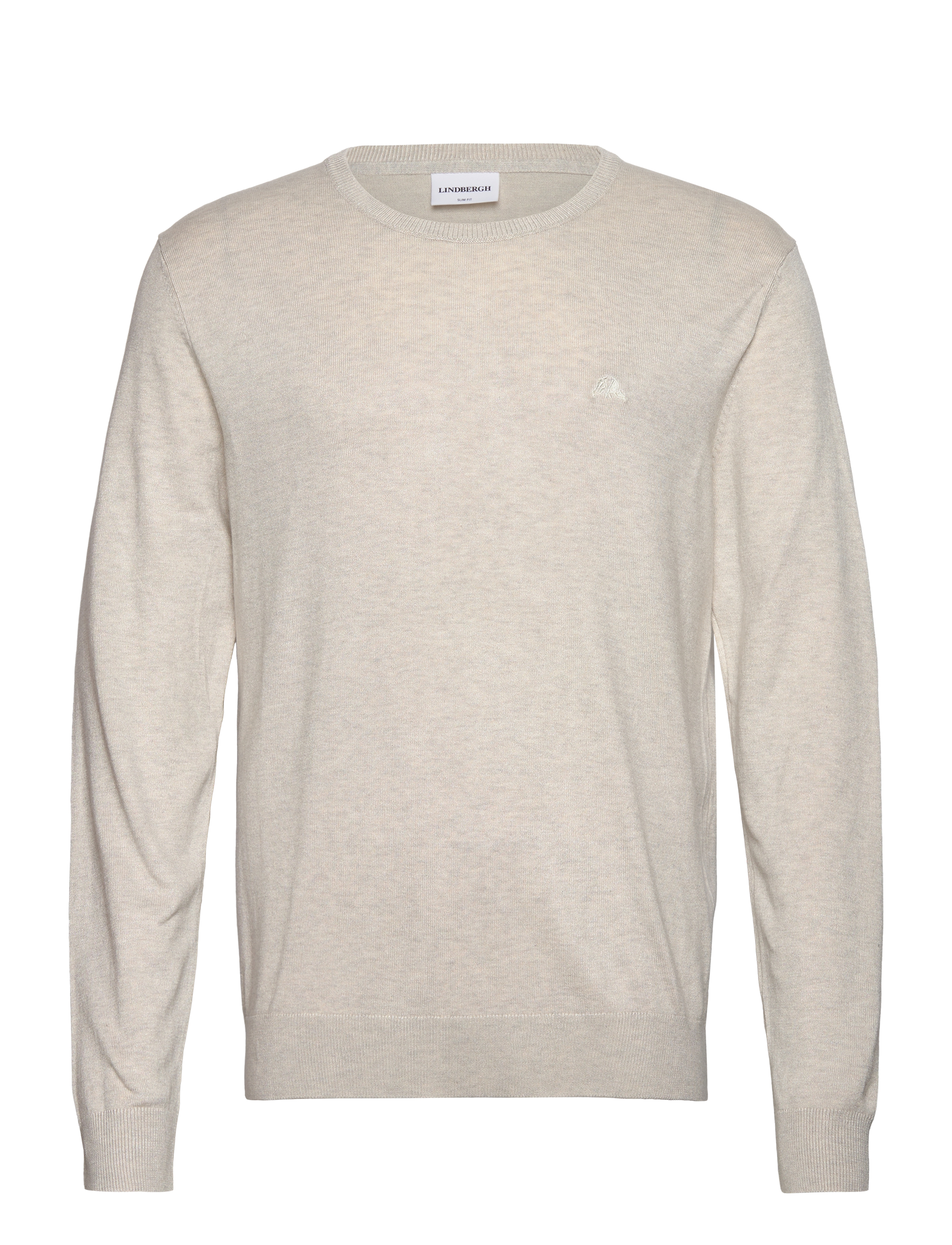 Lindbergh Ecovero L/S o-neck knit - Tøj - OFF WHITE MEL / cream