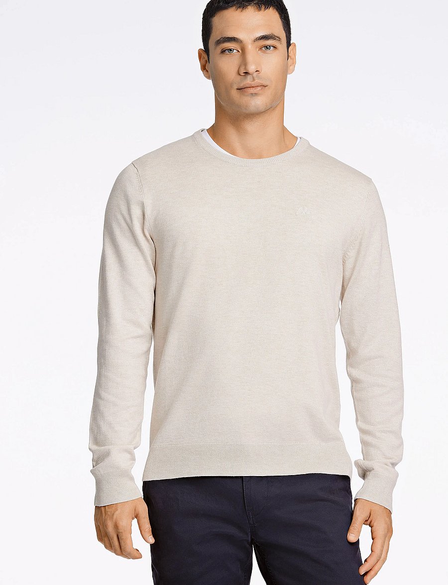 Lindbergh - Ecovero L/S o-neck knit - Ümara kaelusega - off white mel - 0
