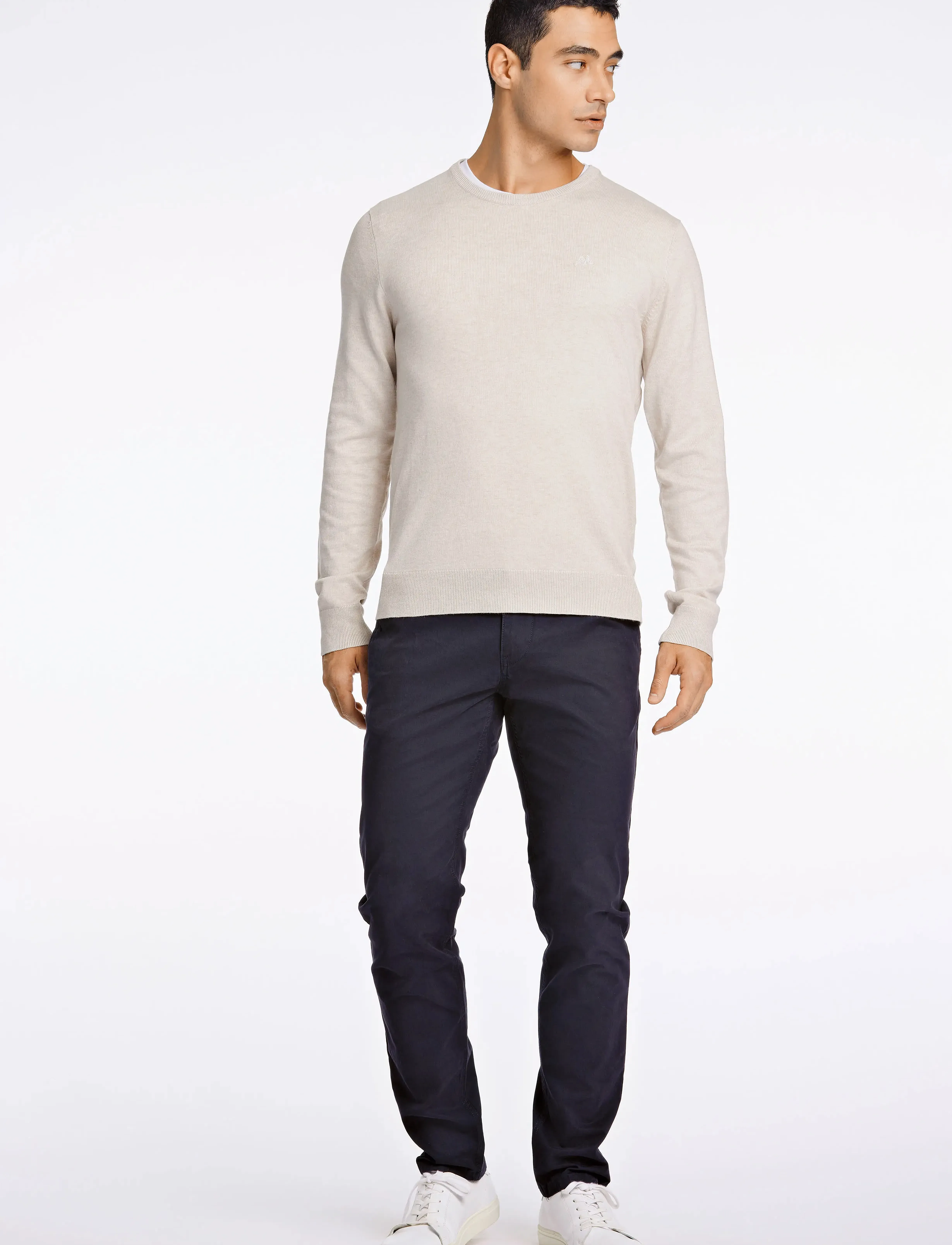 Lindbergh - Ecovero L/S o-neck knit - rundhalsad - off white mel - 4