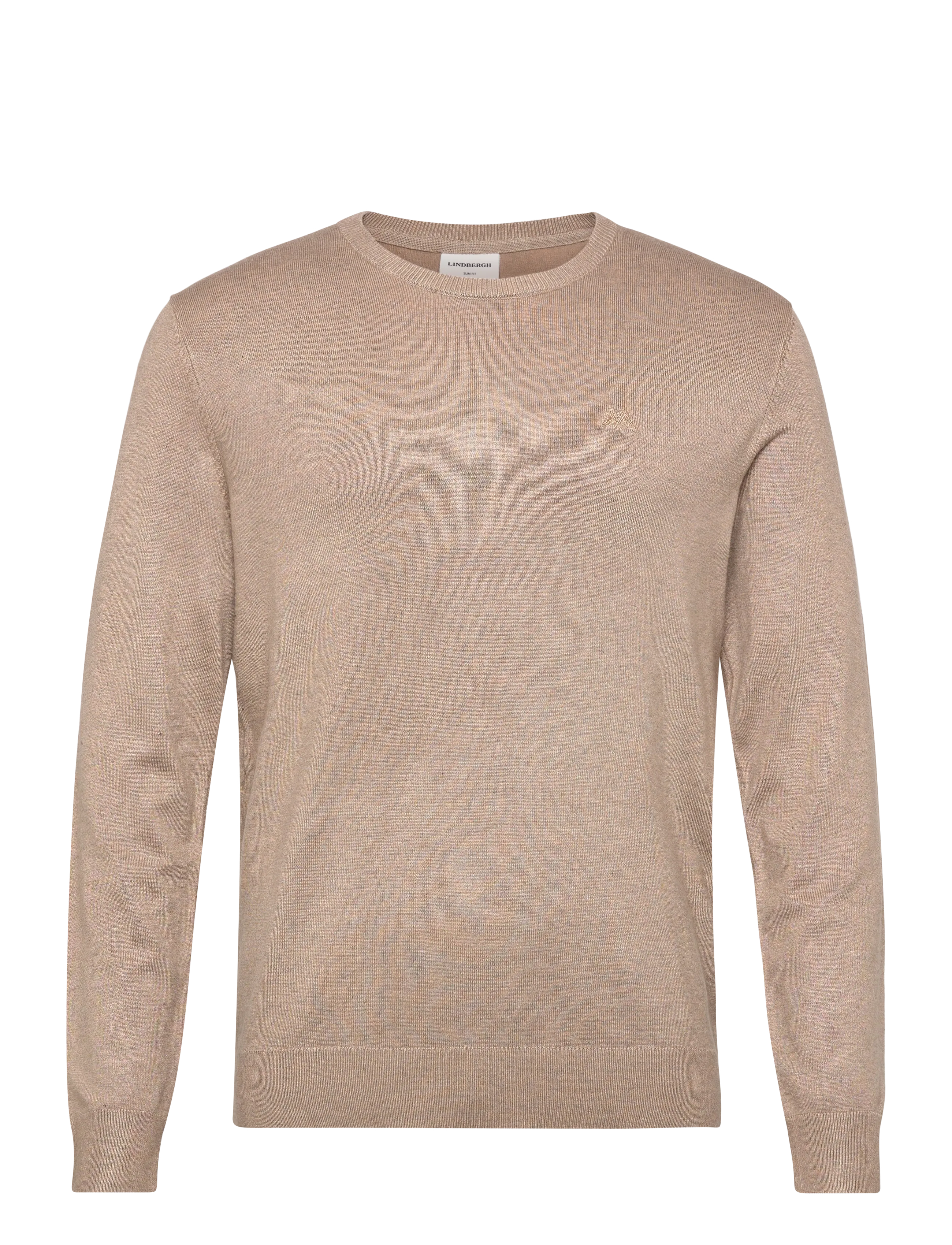 Lindbergh Ecovero L/S o-neck knit - Strickmode - SAND MEL / beige