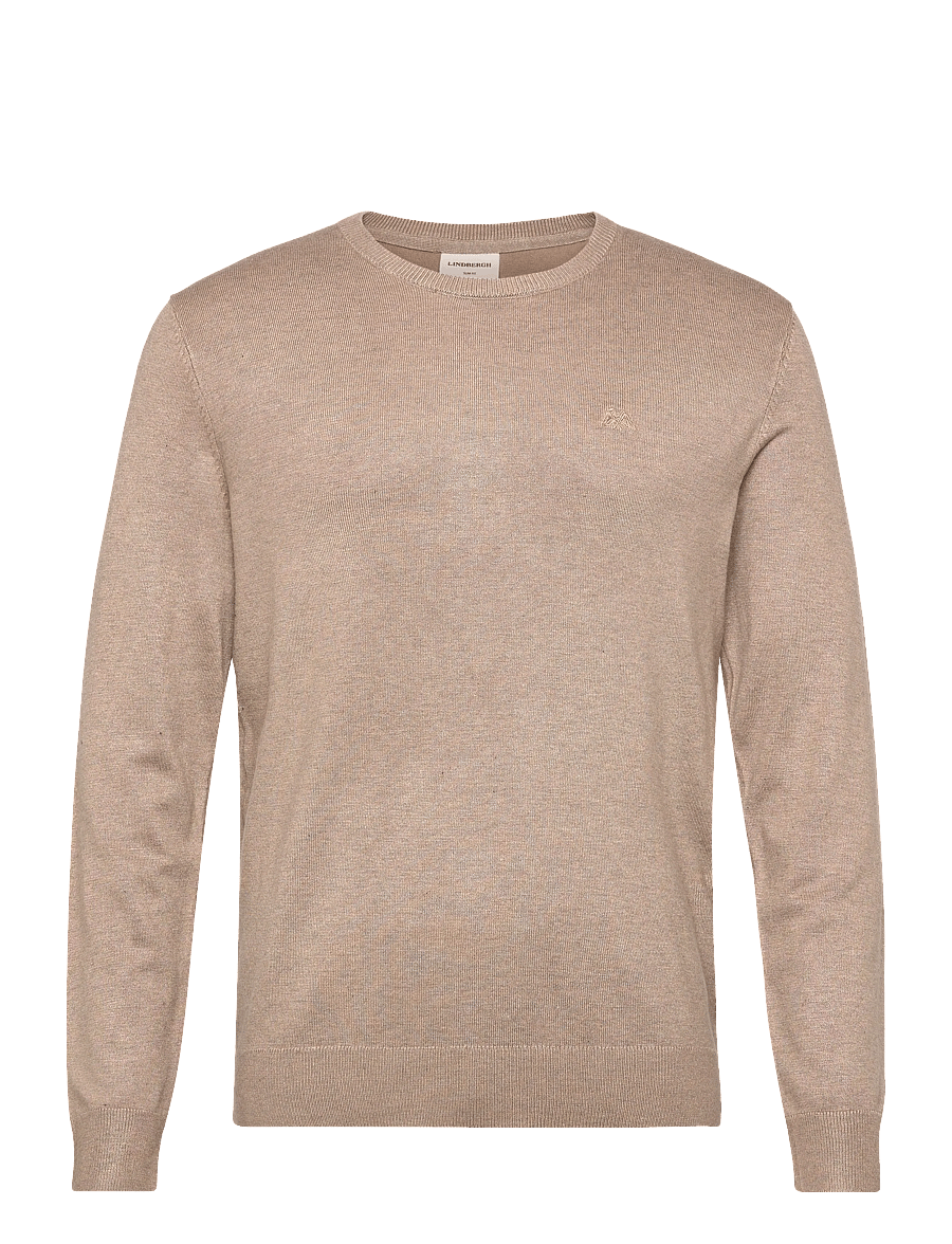 Lindbergh - Ecovero L/S o-neck knit - round necks - sand mel - 1