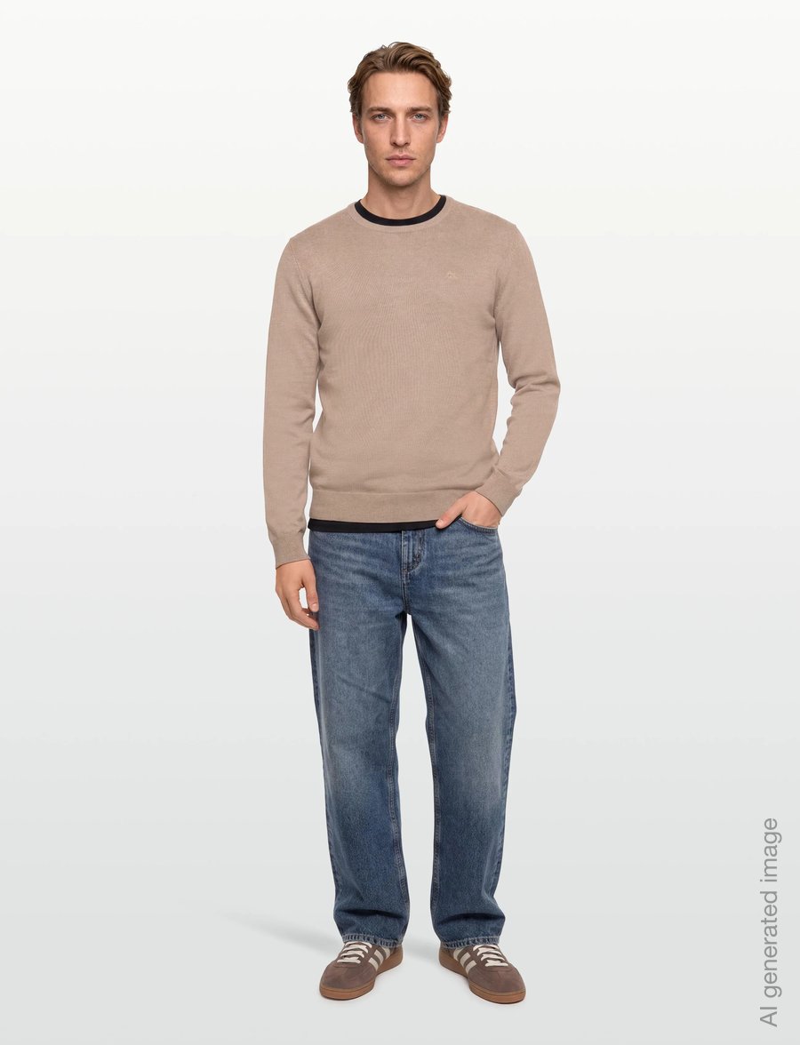 Lindbergh - Ecovero L/S o-neck knit - round necks - sand mel - 0