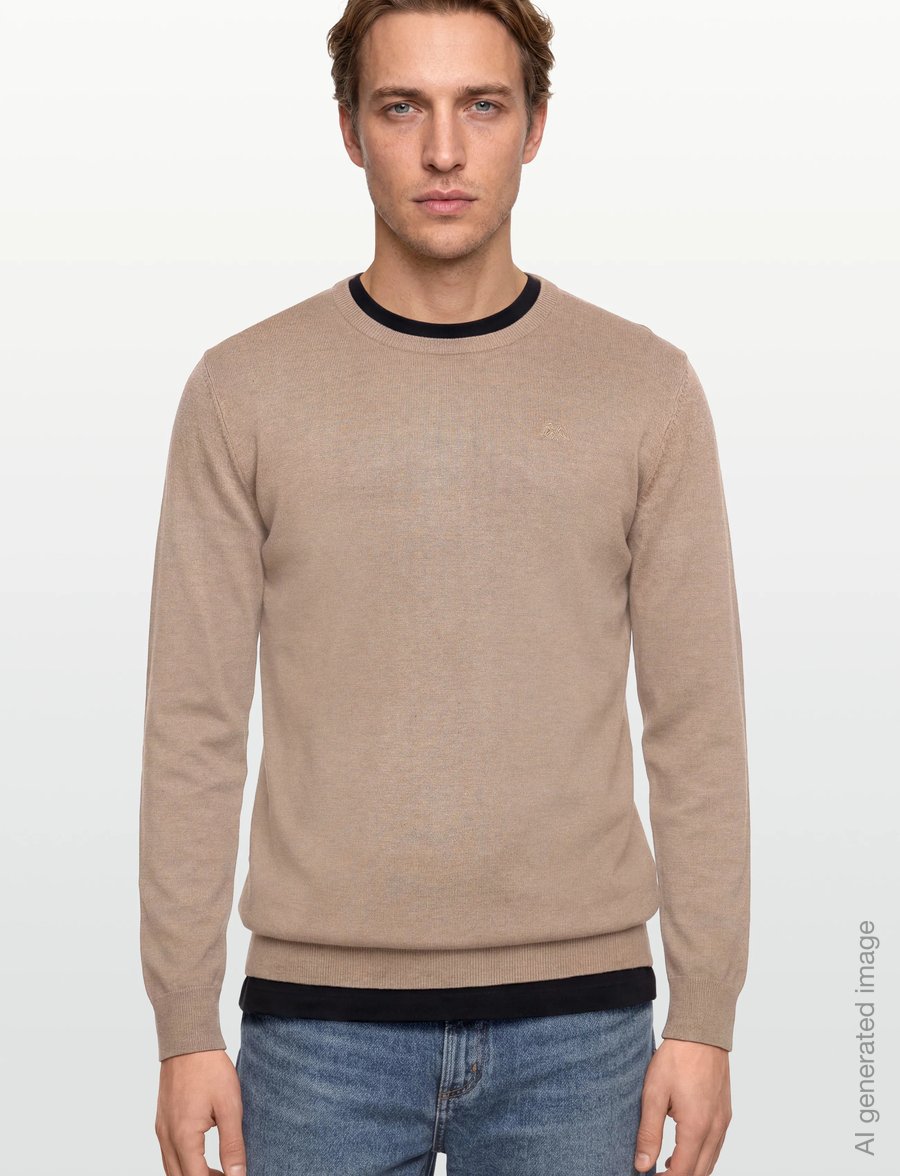 Lindbergh - Ecovero L/S o-neck knit - round necks - sand mel - 3