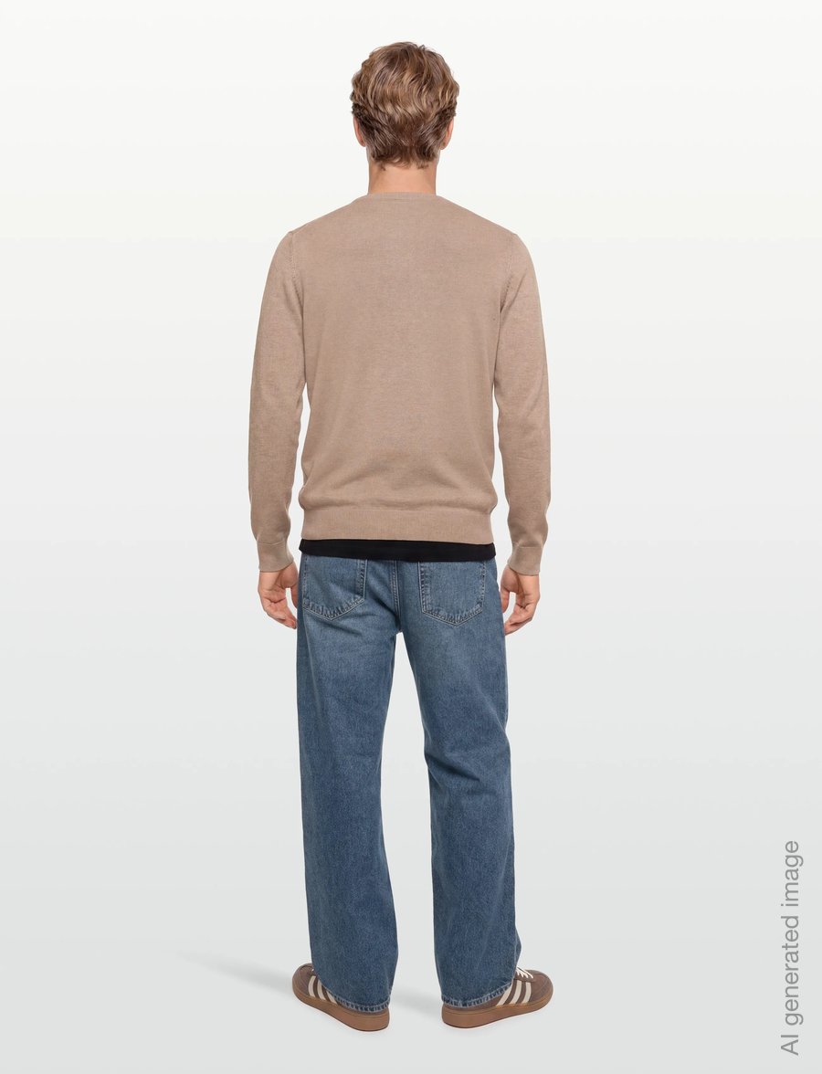 Lindbergh - Ecovero L/S o-neck knit - round necks - sand mel - 4