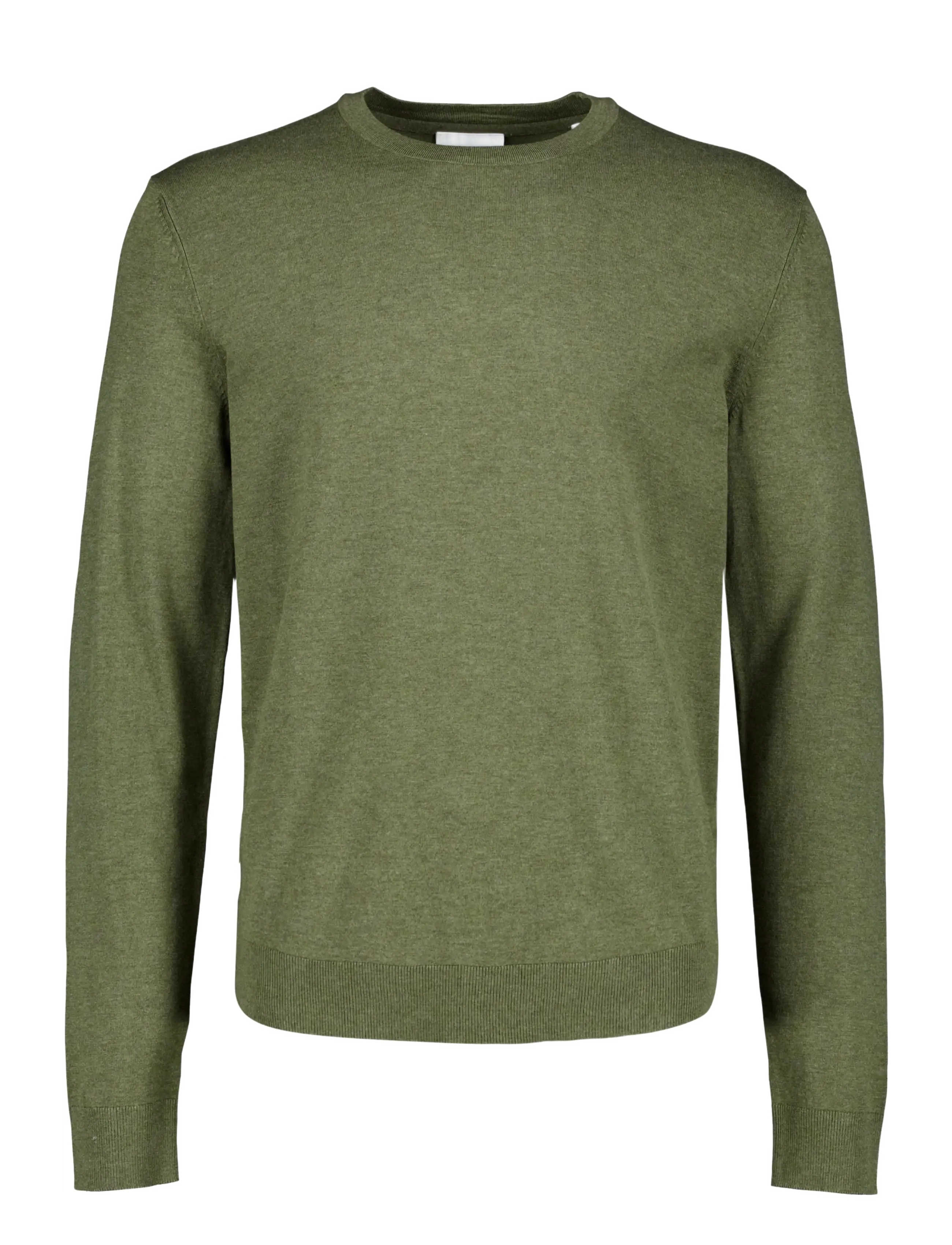 Lindbergh Soft viscose blend o-neck knit - Knitwear - ARMY MEL / khaki/green